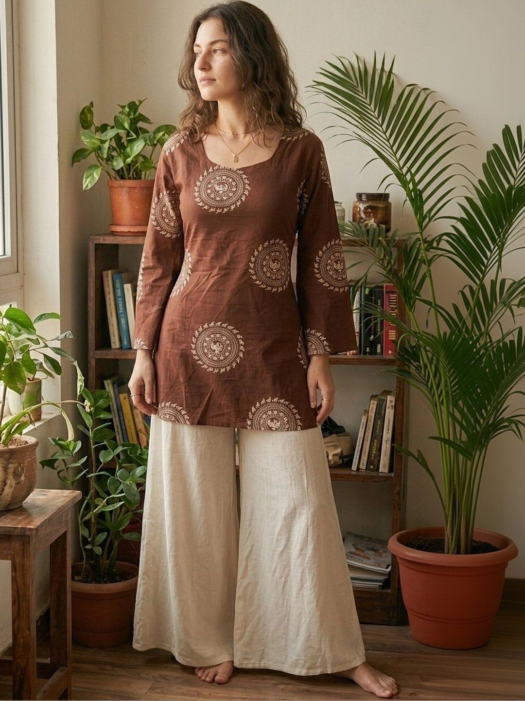 Anouk Rustic Ethnic Motifs Printed Square Neck Flared Sleeves Pure Cotton Kurti-picture-40