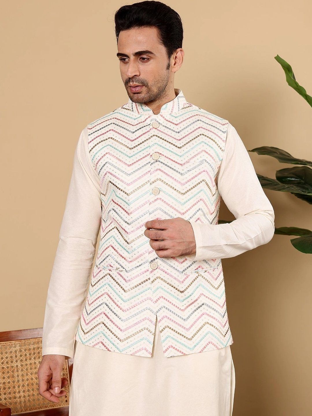 Anouk Embroidered Woven Nehru Jackets-picture-30