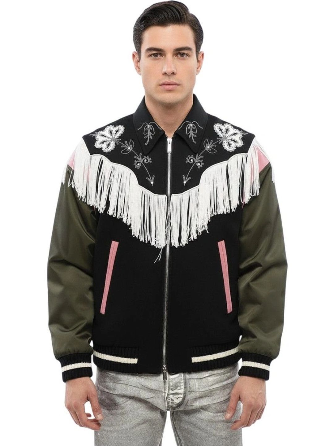 Dsquared2 Men Colourblocked Woollen Bomber with Embroidered Jacket-picture-15