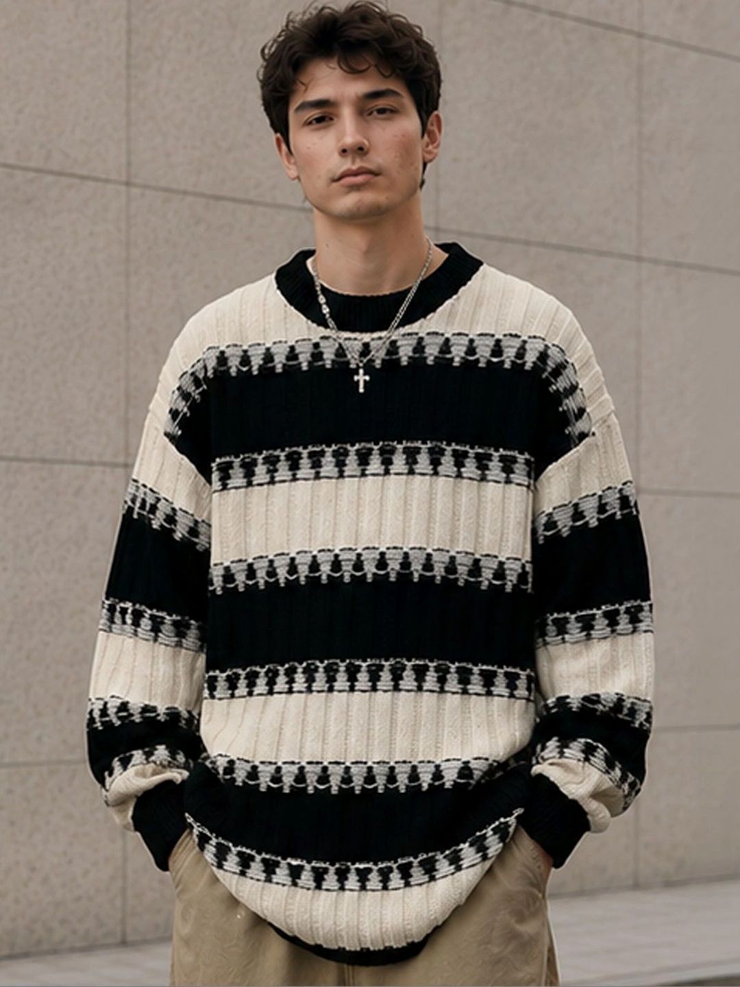 StyleCast Men Striped Longline Pullover-picture-10