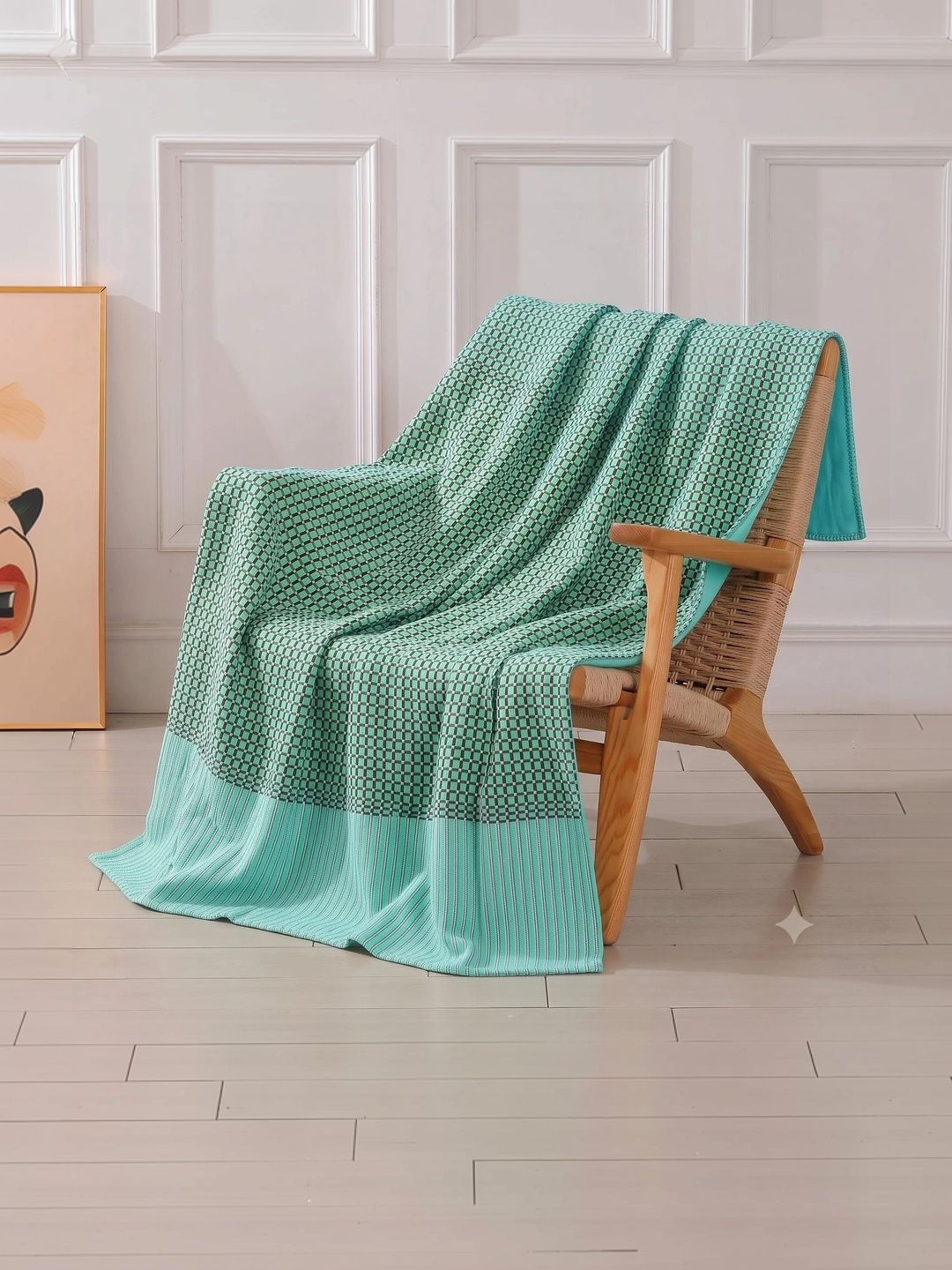Hornbill Enterprises Green Set of 2 Geometric 300 GSM Blanket-image-39