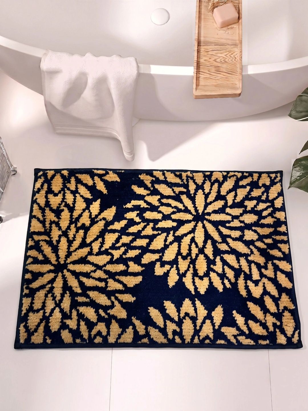 DREAM LIVING Blue & Beige Mandala Flora Anti-Skid Microfiber Floor Bath Mat-picture-10