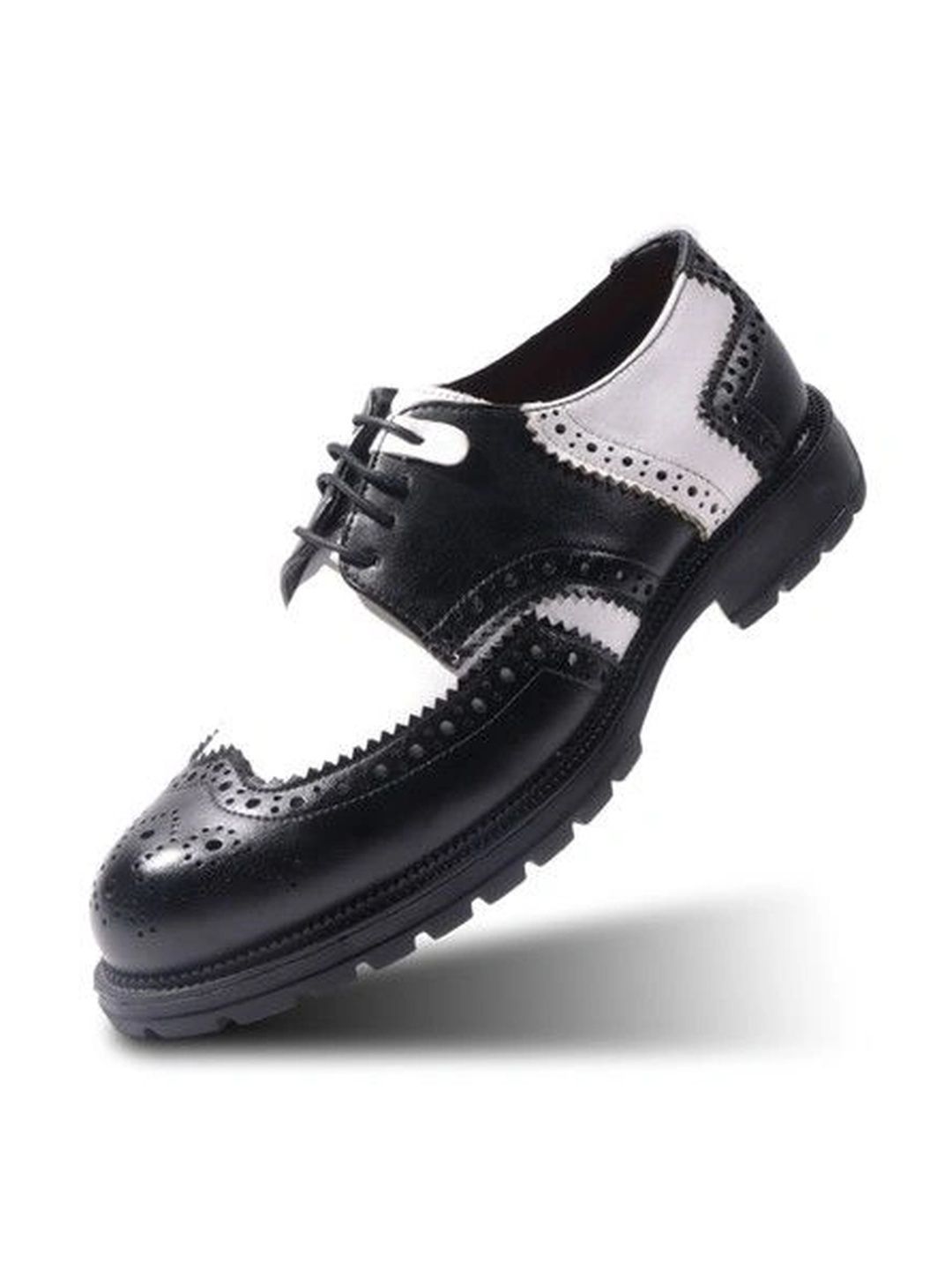 MONKSTORY Black & White Atelier 1900 Wingtip Bicolor Lace-Ups Brogues-image-34