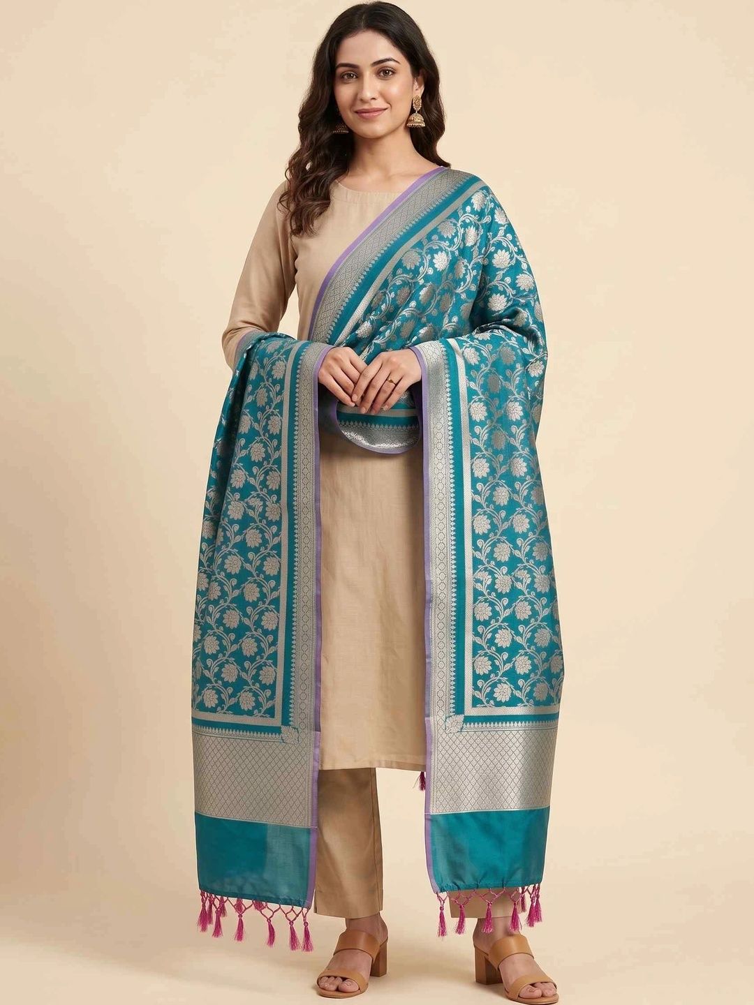 Banarasi Style Woven Design Dupatta with Zari-picture-44