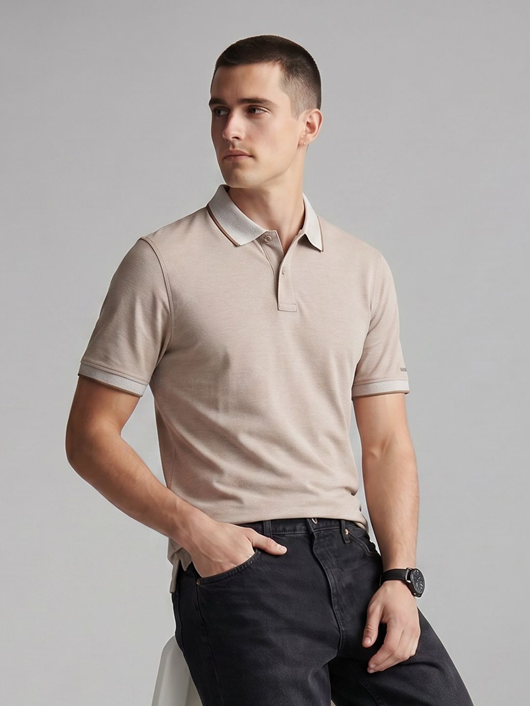 Van Heusen Knitted Polo Collar T-shirt-image-2
