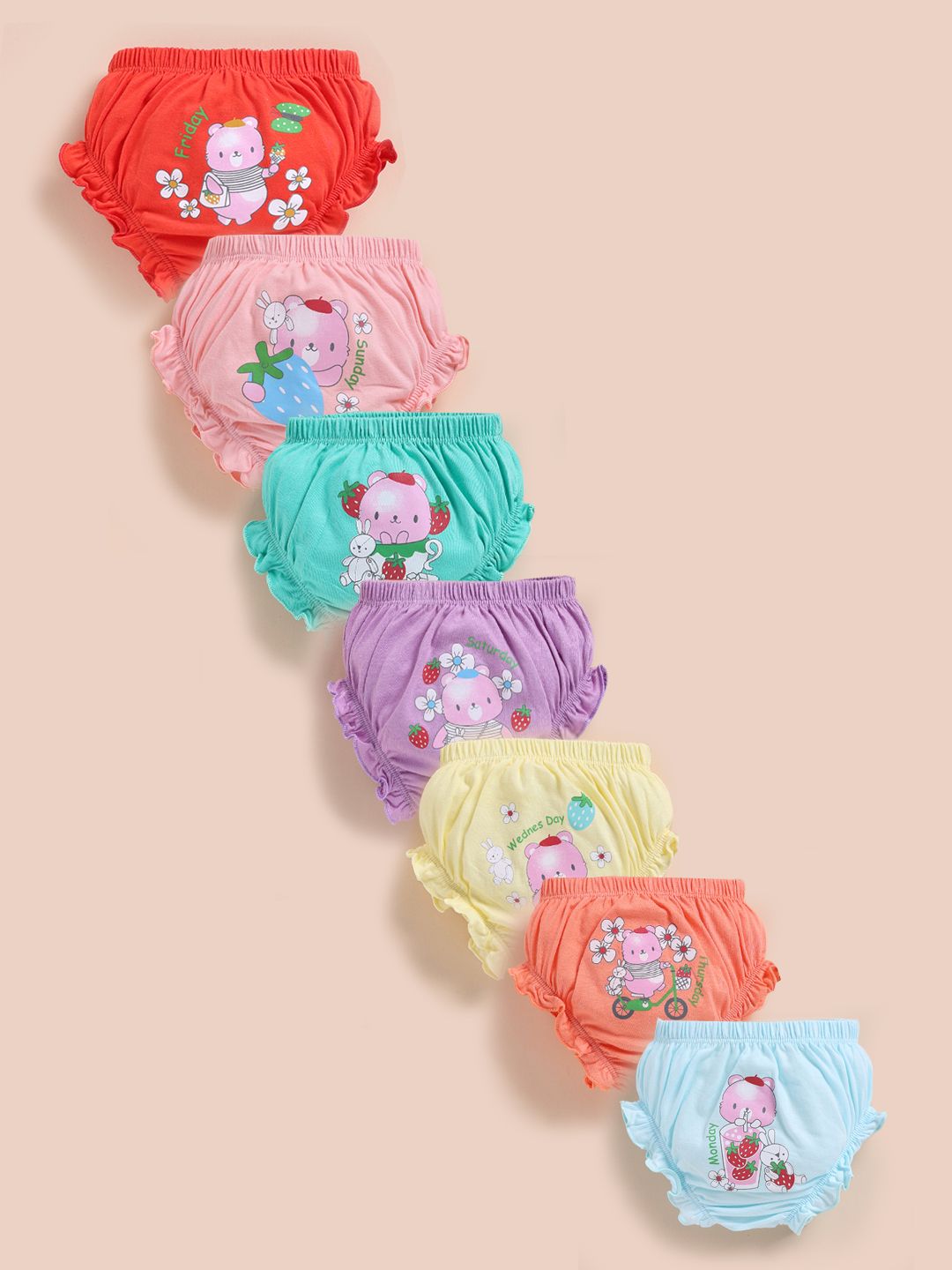 Simply Girls Pack of 7 Printed Pure Cotton Basic Briefs-picture-37