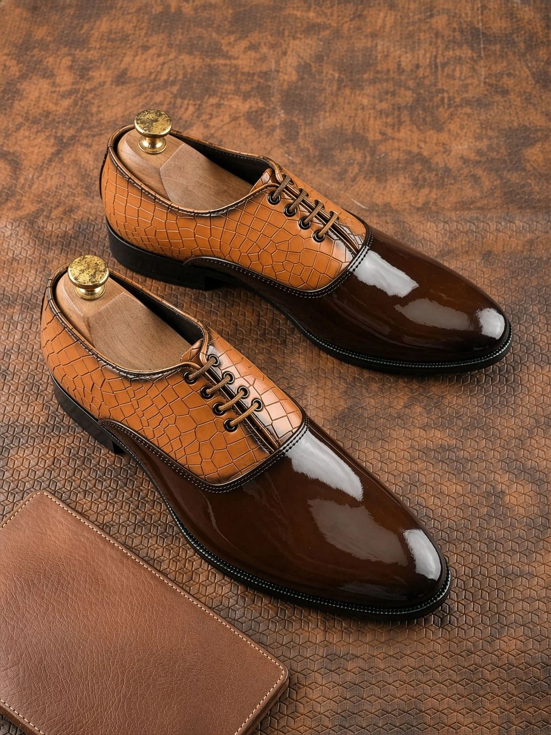 HERE&NOW Men Textured Pointed Toe Lace-Ups Formal Derbys-picture-32