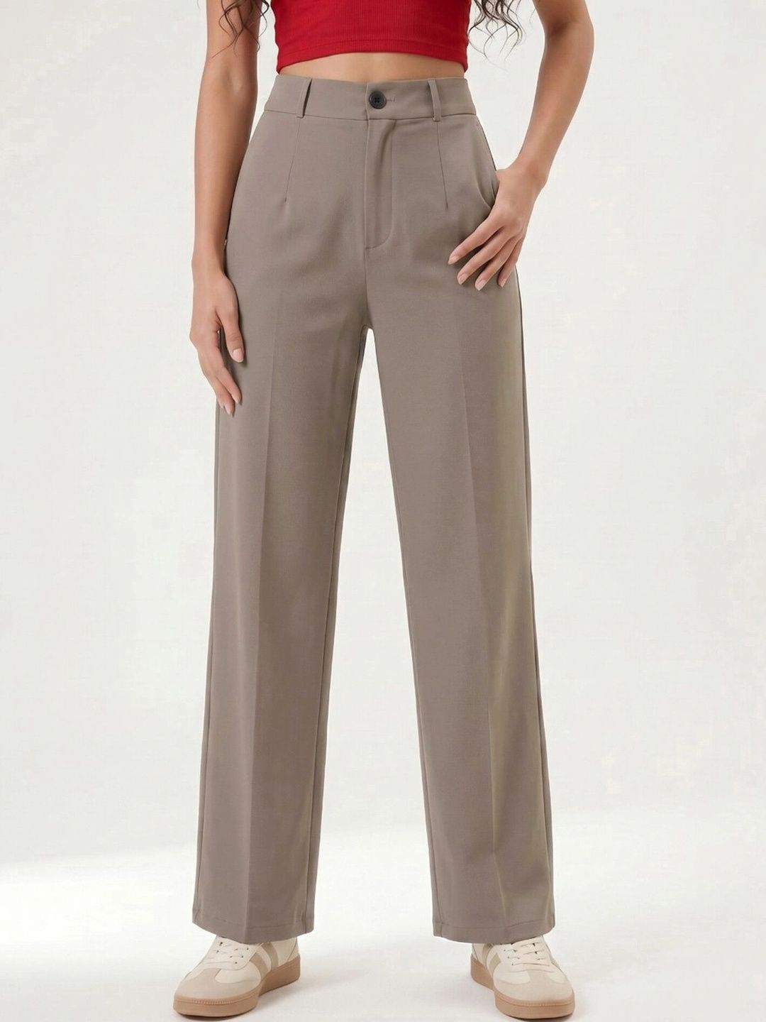 glitchez Women Straight Fit High-Rise Easy Wash Trousers-picture-22