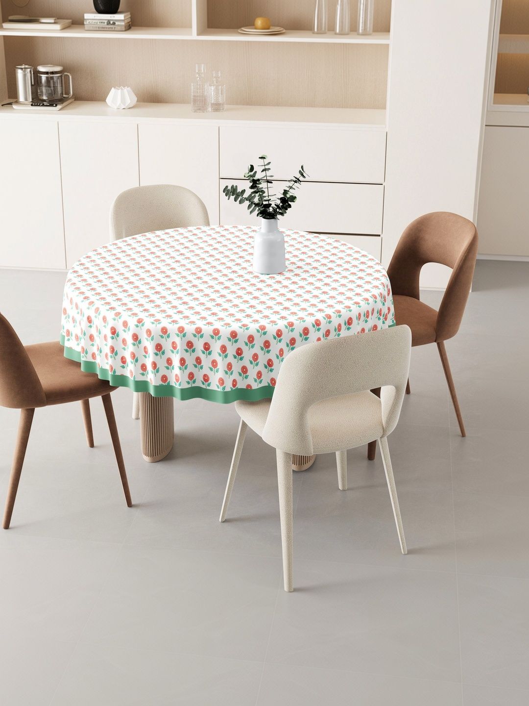 Texstylers Pink Floral Cotton Round 4-Seater Table Cover-picture-53