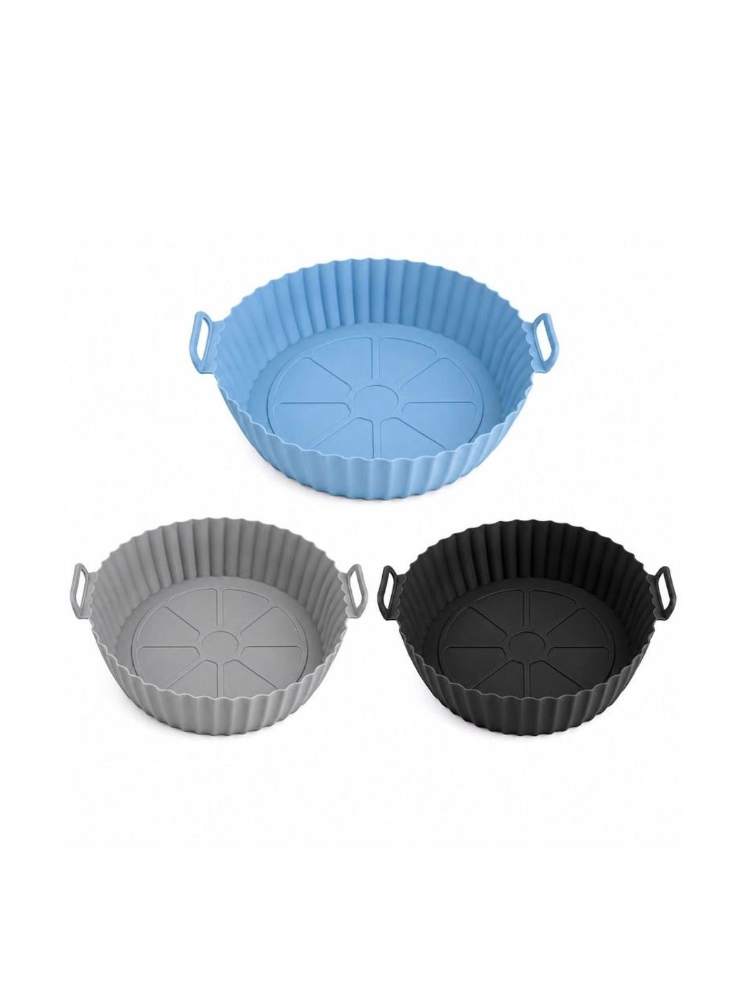 Tiny Shiny 3Pcs Blue & Grey Textured Silicone Baking Tray Bakeware-image-17