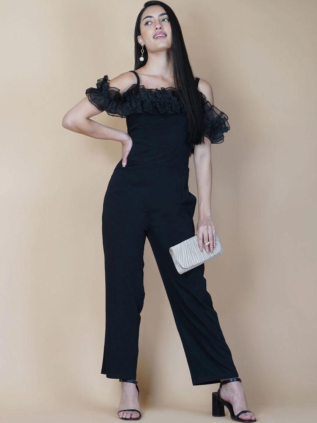 PINK PODS Off-Shoulder Basic Jumpsuit with Ruffles-picture-49