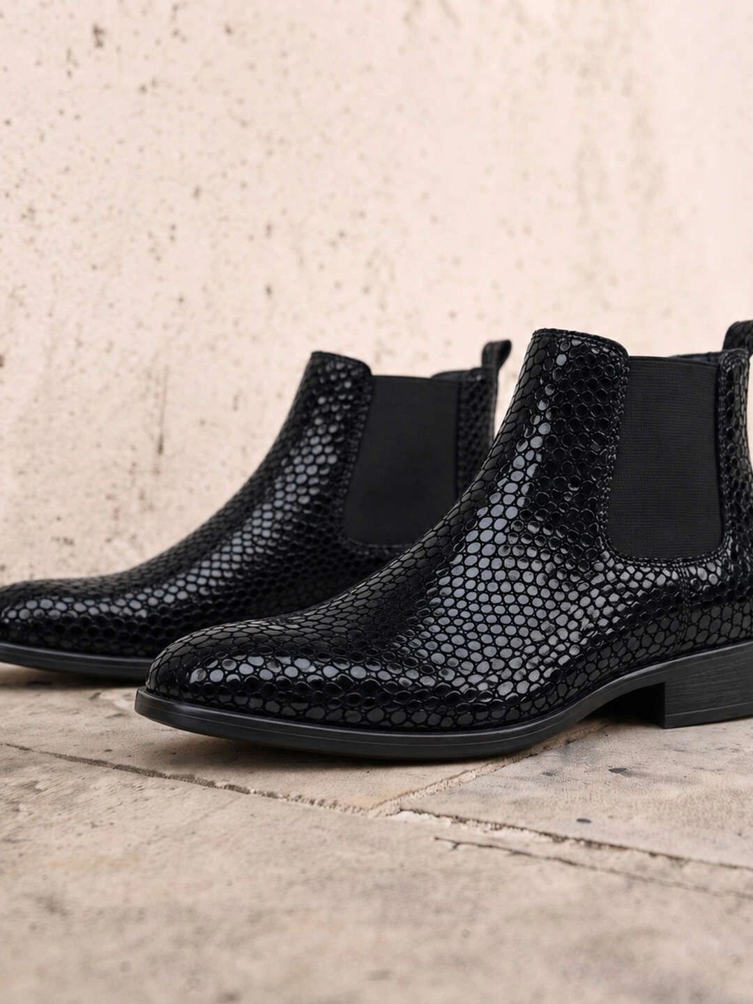 Mochi Men Round Toe Slip-On Mid-Top Ankle Derbys Formal Shoes-image-49