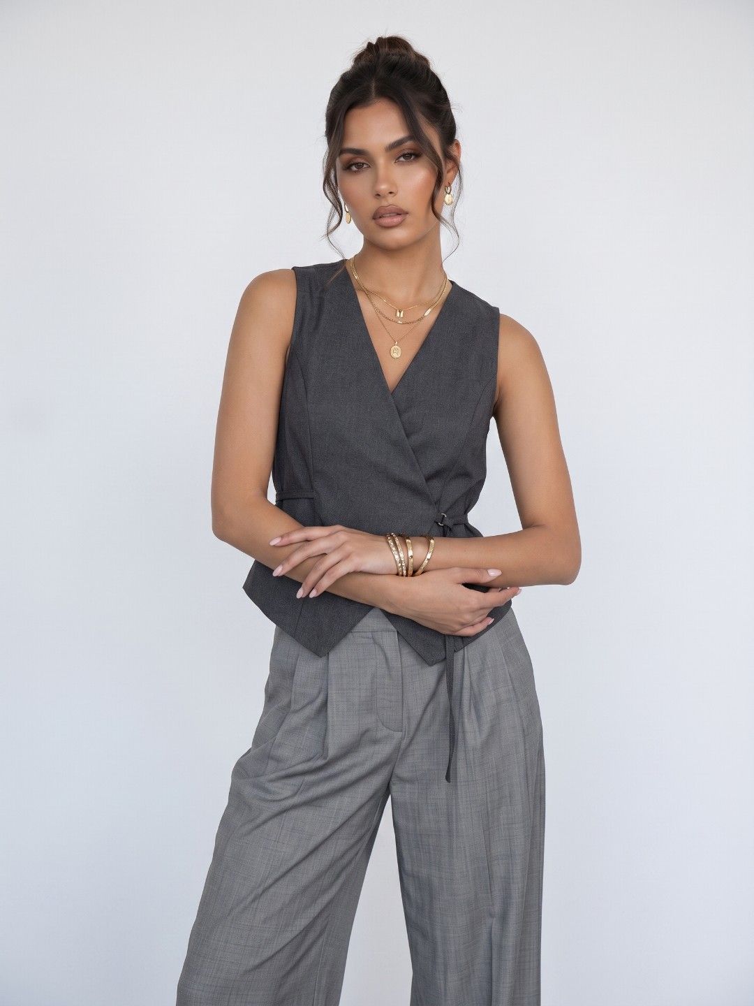 Phosphorus V-Neck Waistcoat With Tie-Ups-picture-12