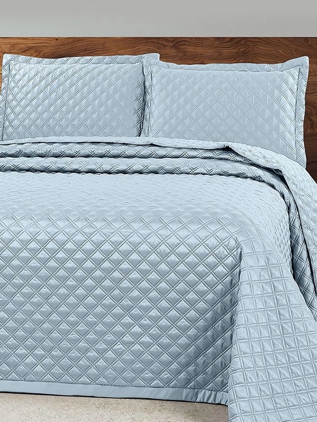 HOUSSE Blue Solid Cotton 3 Piece Double King Regular Bedding Set-picture-11