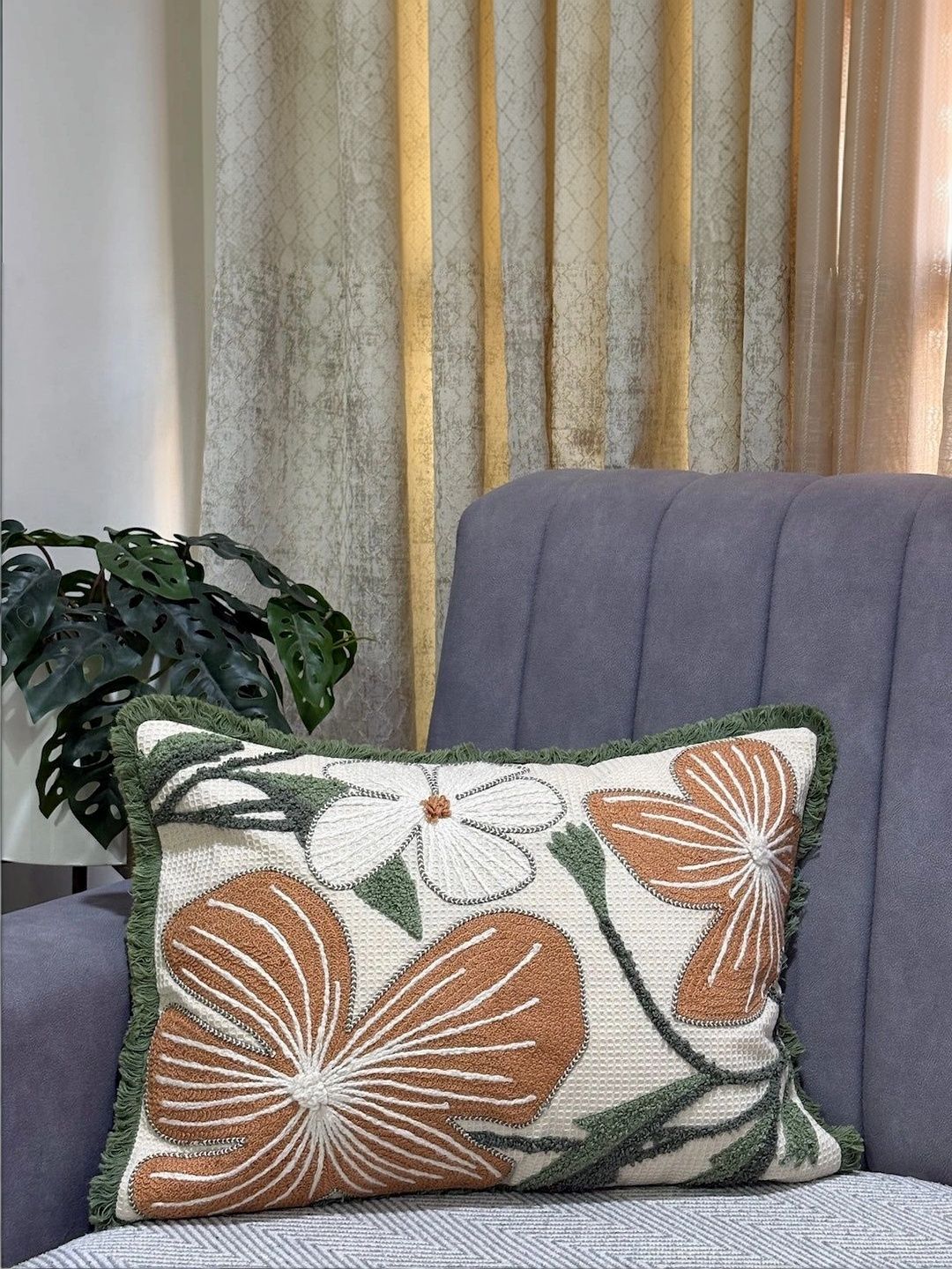 M'Weaves Multicoloured Set of 2 Floral Rectangle Cushion Covers-picture-32