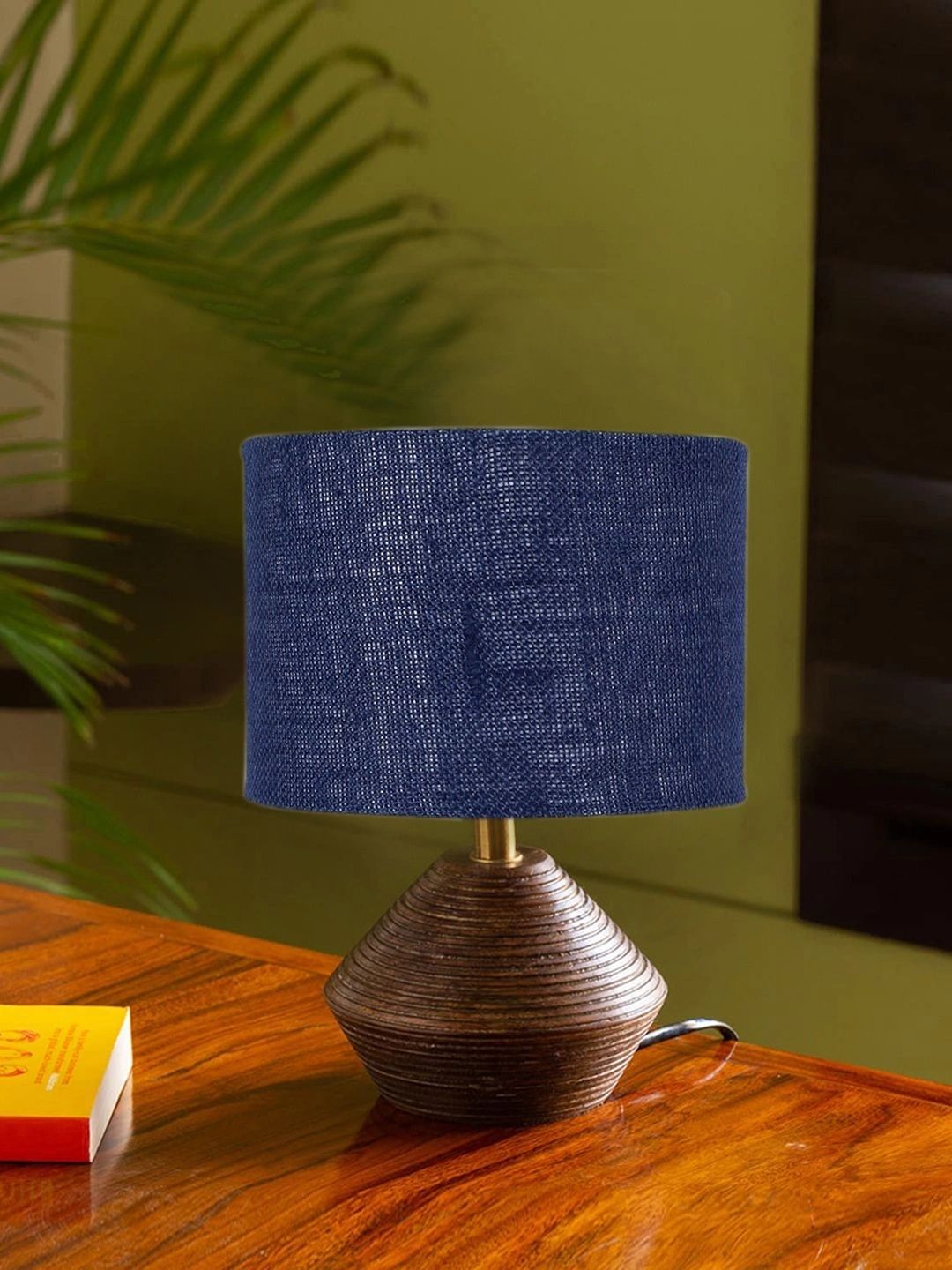 Myntra Elegant Homes Blue Textured Wood Traditional Frusturical Shaped Table Lamp-picture-23