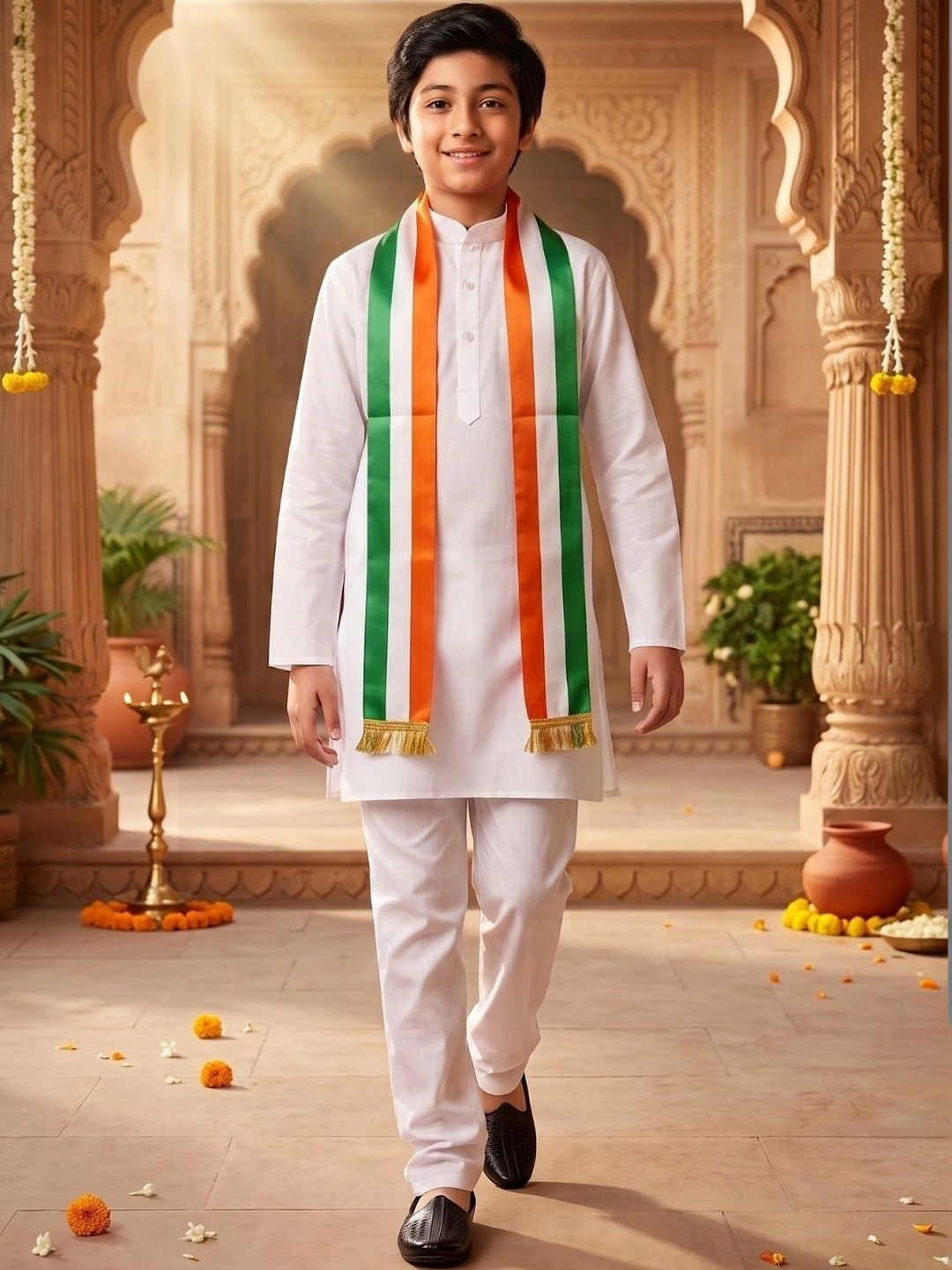 Aj DEZInES Boys Regular Pure Cotton Kurta with Trousers-picture-33