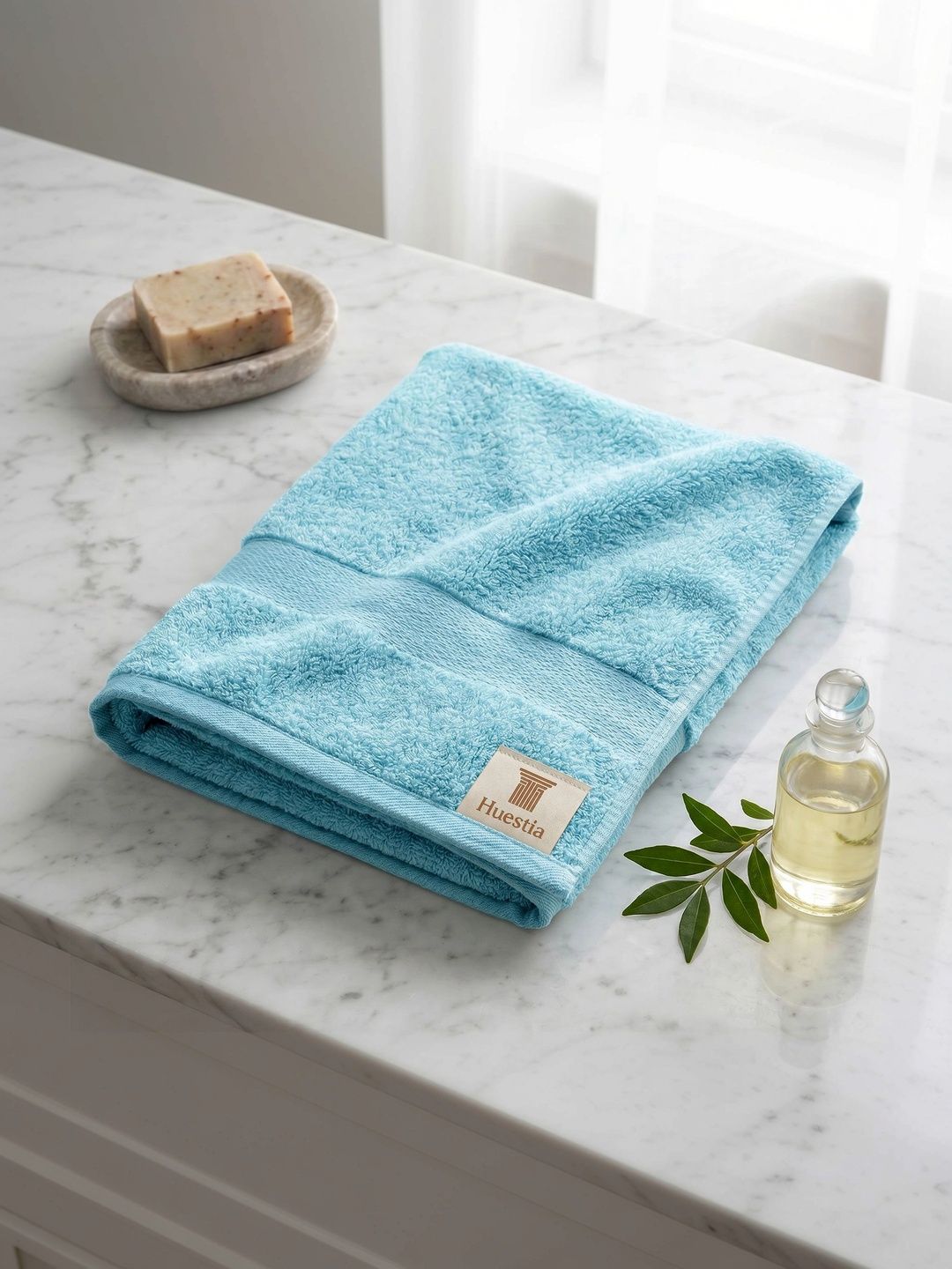 Huestia Turquoise Blue 1 470 GSM Bath Towel-image-10