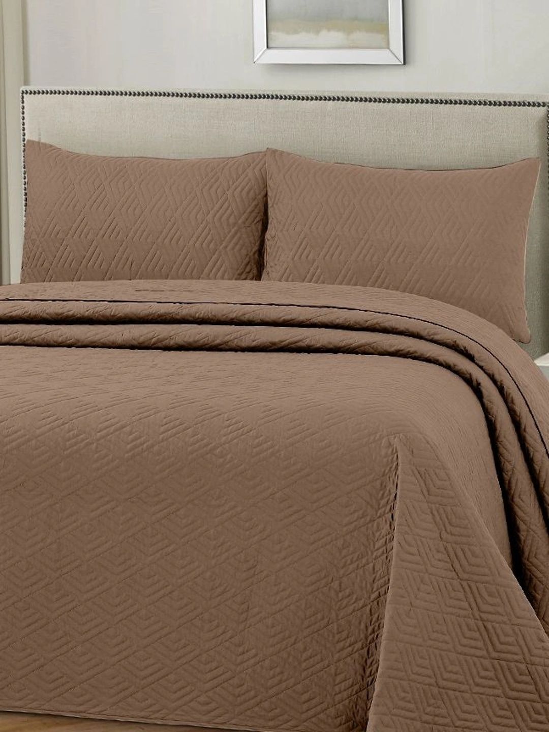 HOUSSE Brown Solid Cotton 3 Piece Double King Regular Bedding Set-picture-46