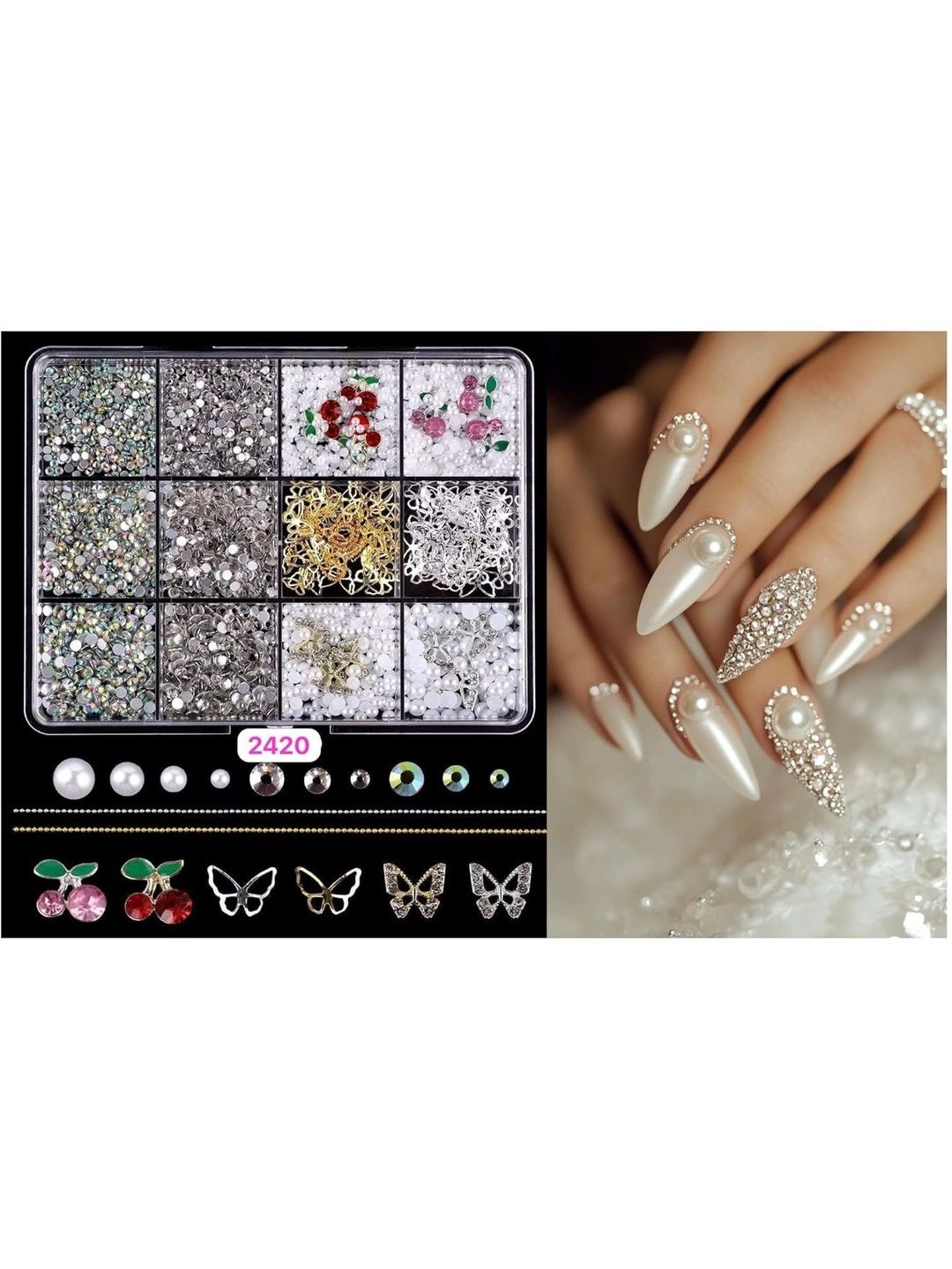 Sparkling Nailon 12 Grid Resin Stones Flower Butterfly Nail Art Accessories-picture-16