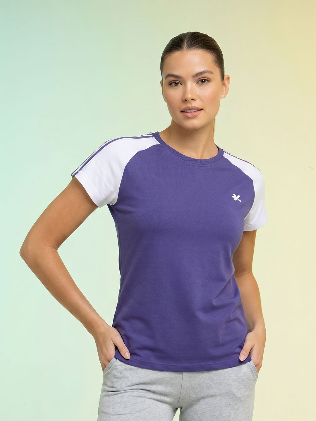 HRX by Hrithik Roshan Women Brand Logo Colourblocked 1 T-shirt-picture-22