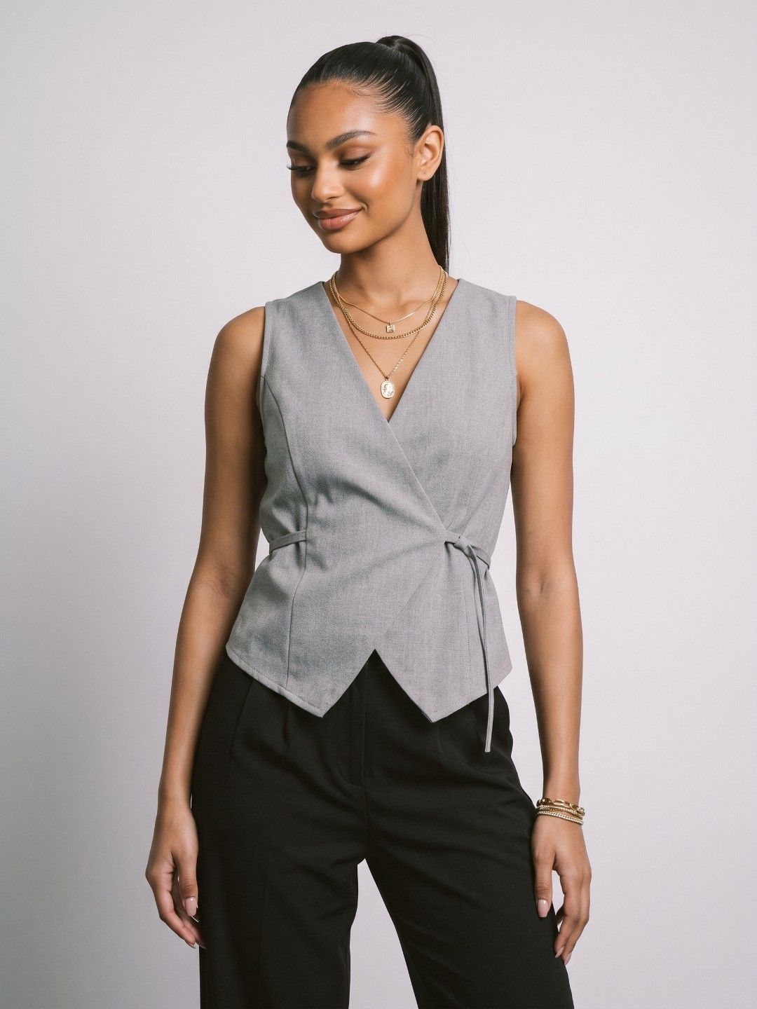 Phosphorus V-Neck Waistcoat With Tie-Ups-picture-13