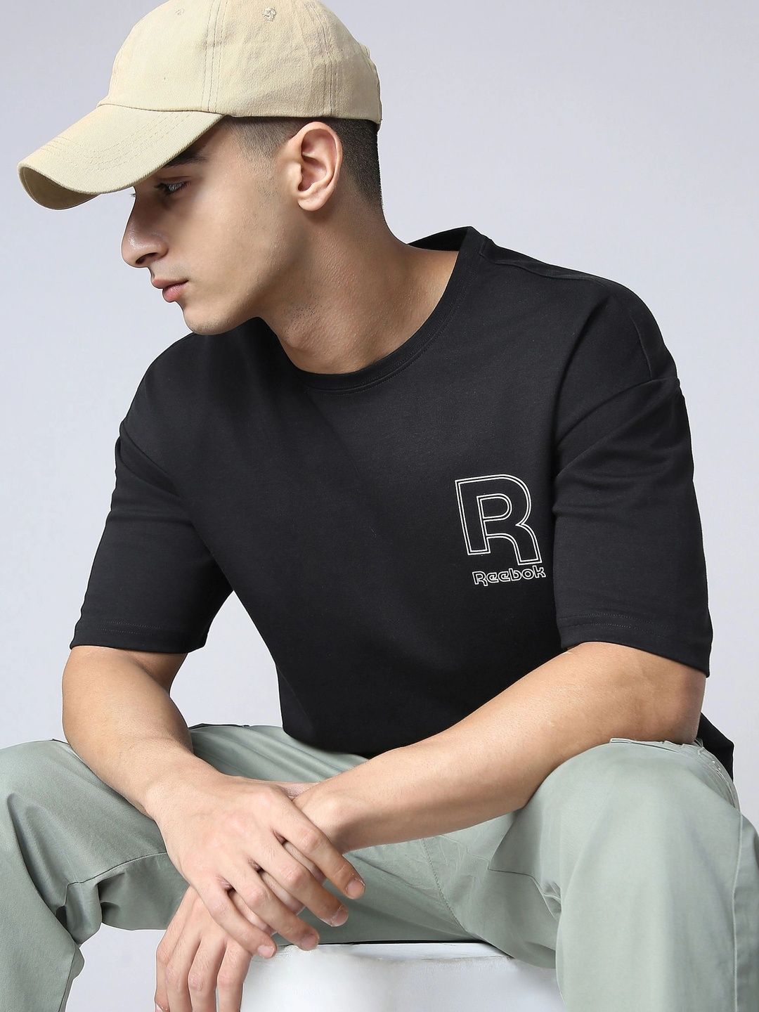Reebok Lifestyle Typography Printed Drop-Shoulder Sleeves Loose Fit T-shirt-picture-47