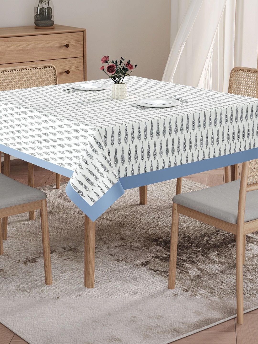 Texstylers Grey Cotton 4-Seater Table Cover-picture-35