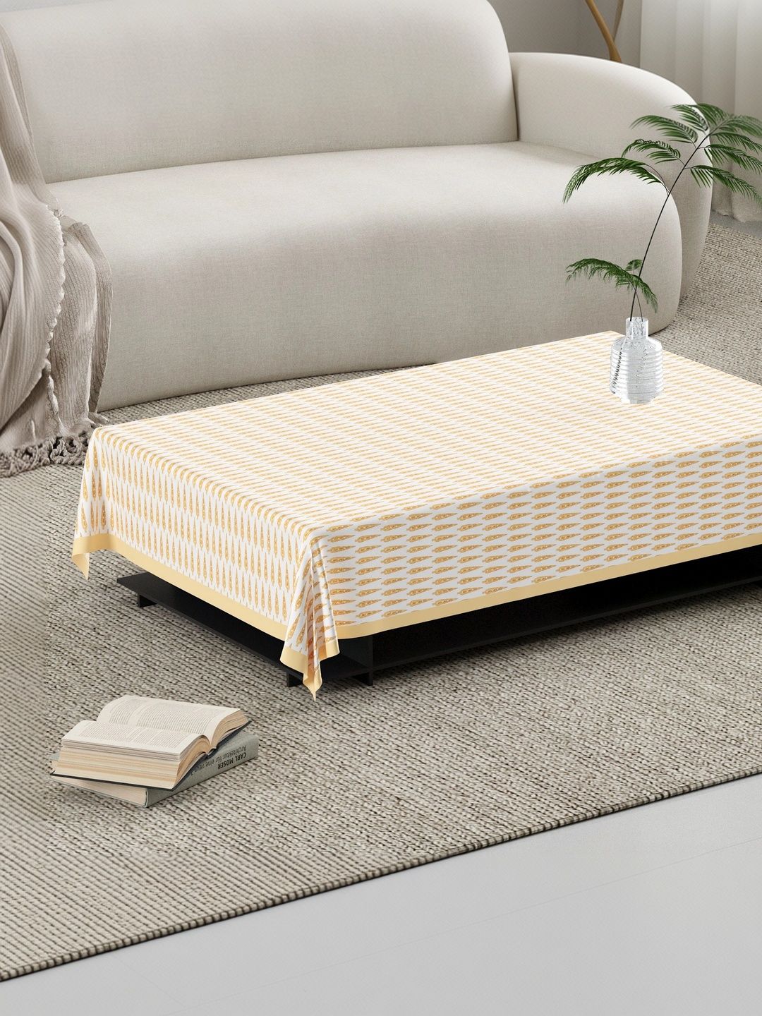 Texstylers Gold-Toned Cotton 4-Seater Table Cover-picture-38