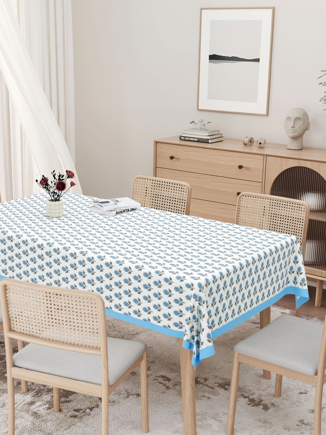 Texstylers Blue Floral Cotton 6-Seater Table Cover-picture-17