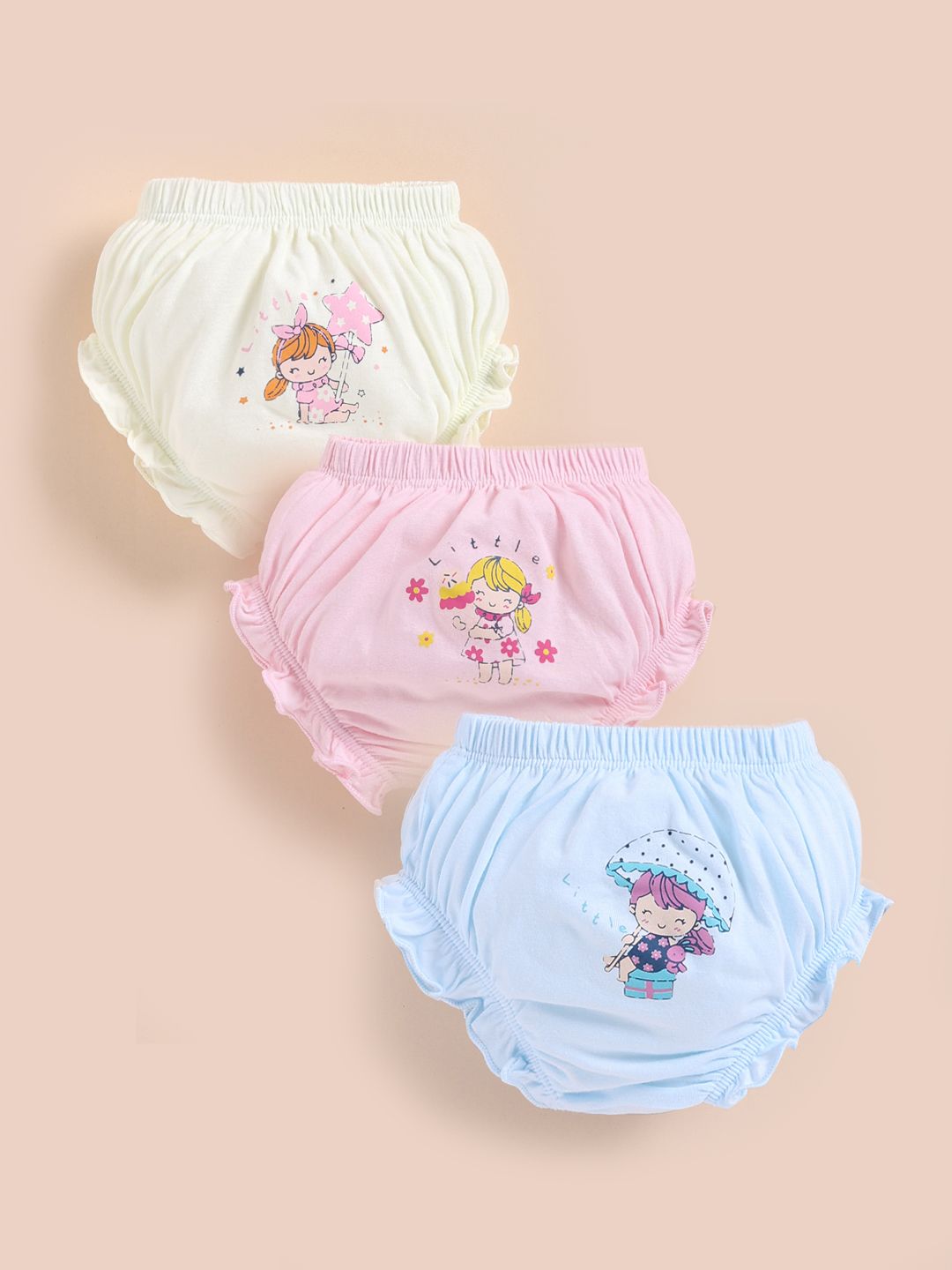 Simply Girls Pack of 3 Printed Cotton Basic Briefs-picture-26
