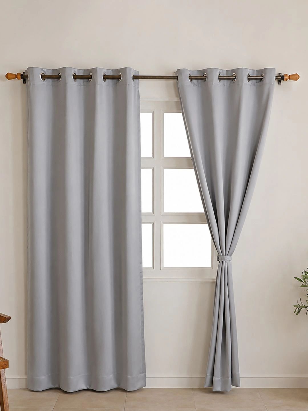 Aura Grey Set of 2 Black Out Door Curtain-image-25