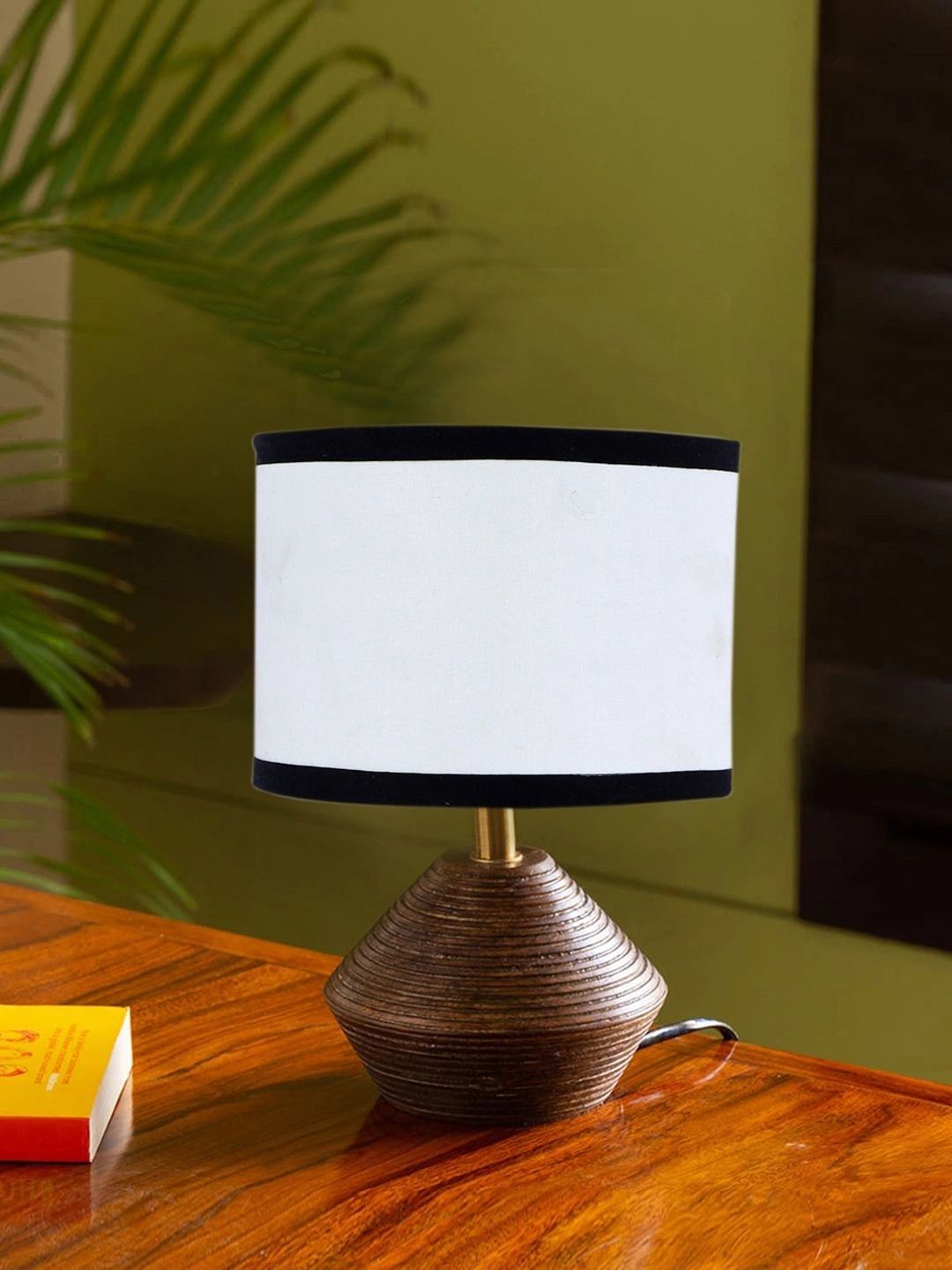 Myntra Elegant Homes White Wood Traditional Frusturical Shaped Table Lamp-picture-28