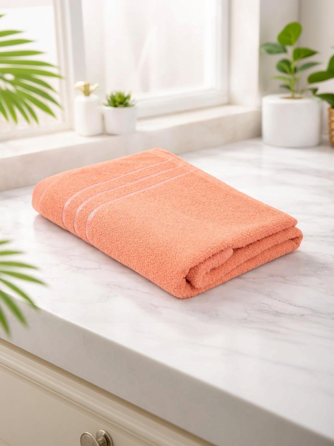 Blissful Creations Orange 1 Striped Cotton 450 GSM Bath Towel-picture-17
