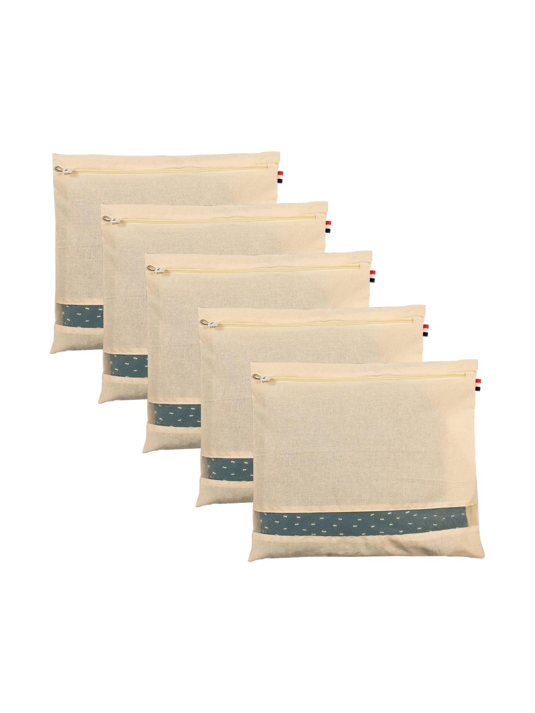 AARON INC Cream-Coloured Set of 5 Reusable Suit Organiser Organisers-image-13