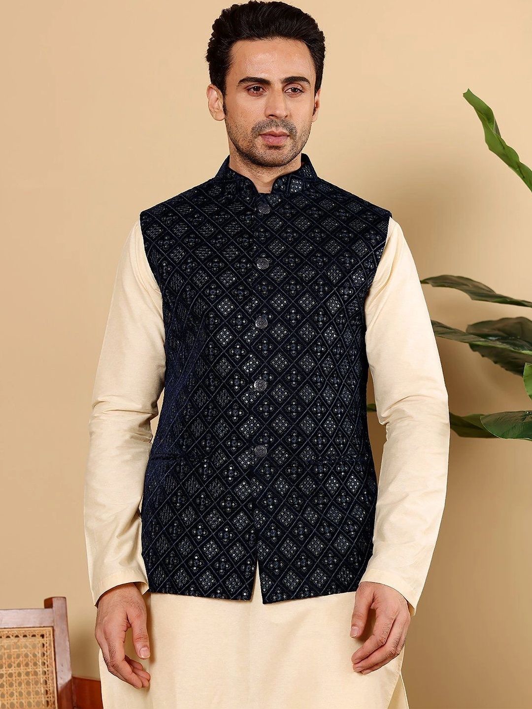 Anouk Embroidered Woven Nehru Jackets-picture-31