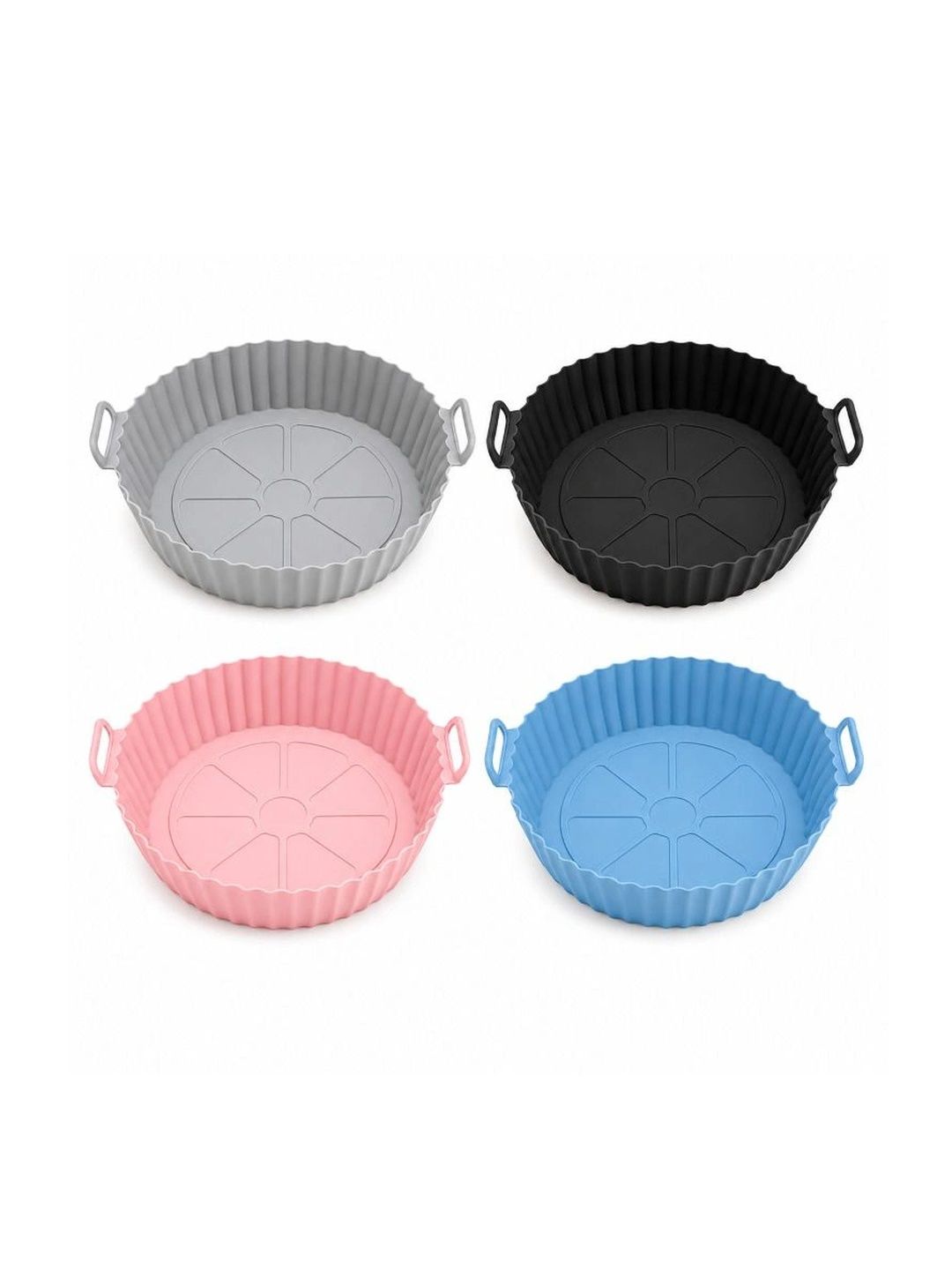 Tiny Shiny 4Pcs Blue & Grey Textured Silicone Baking Tray Bakeware-image-18