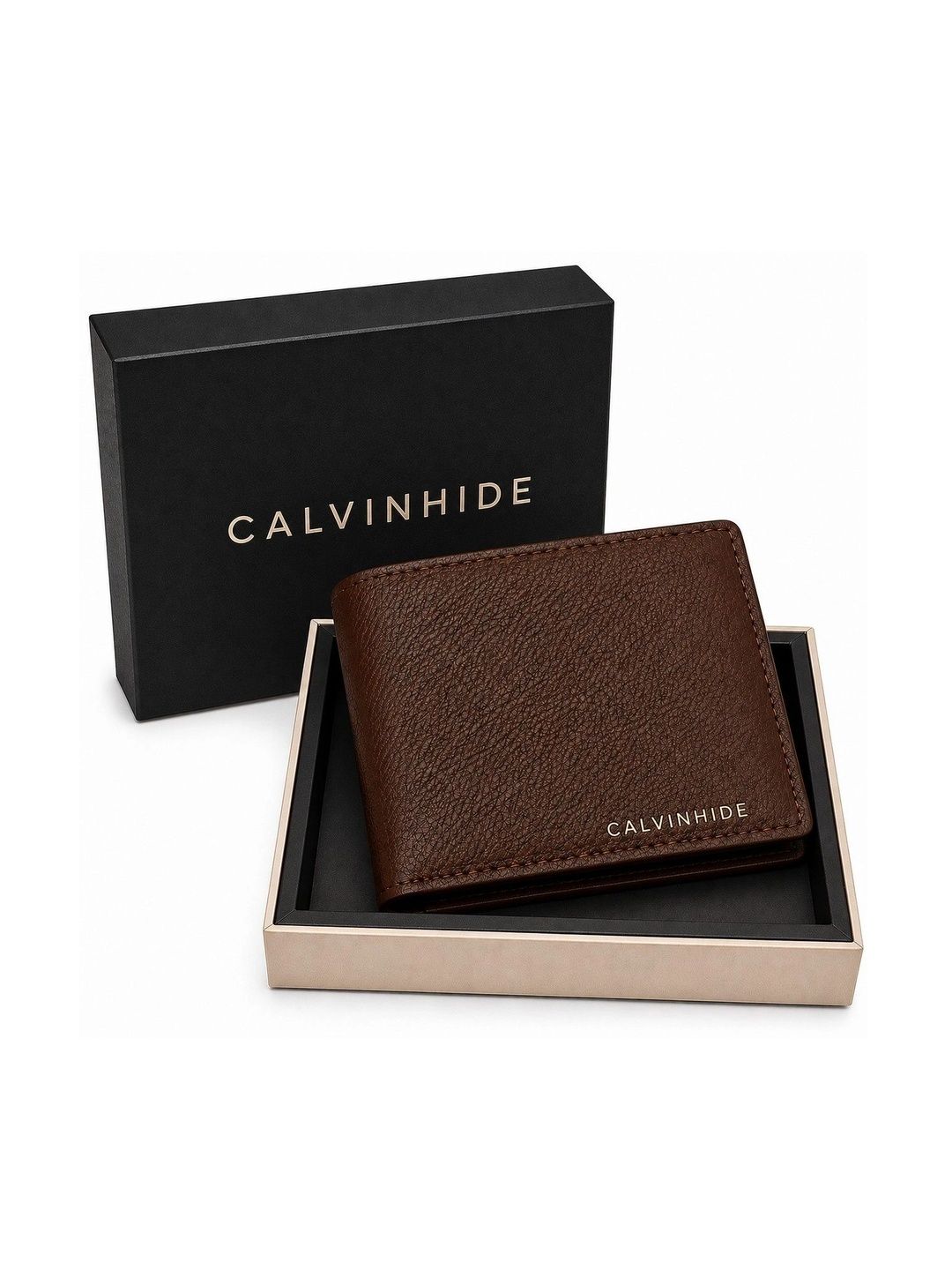 Calvinhide Men Textured Leather Two Fold Wallet-image-36