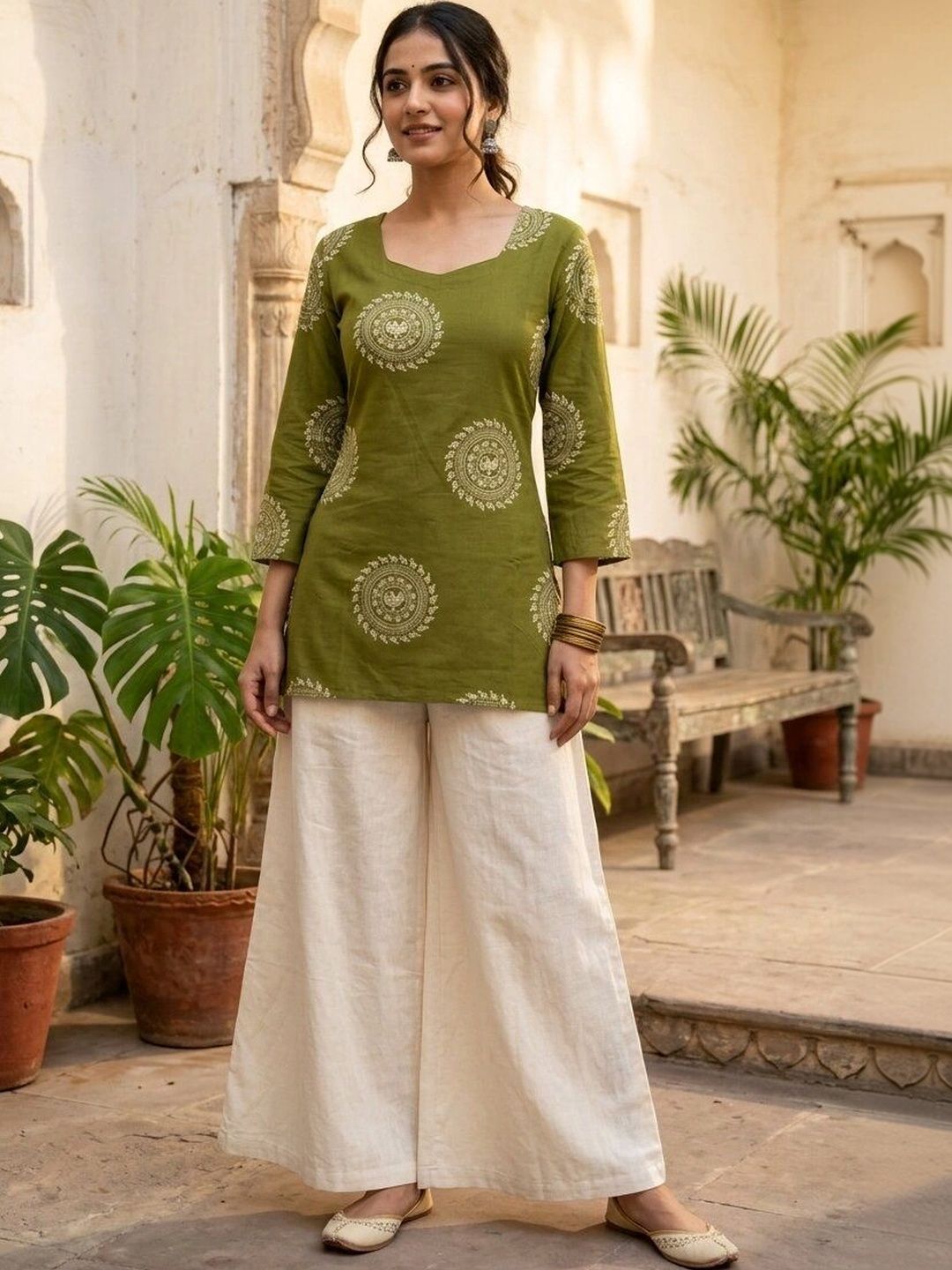 Anouk Rustic Ethnic Motifs Printed Square Neck Pure Cotton Kurti-picture-25