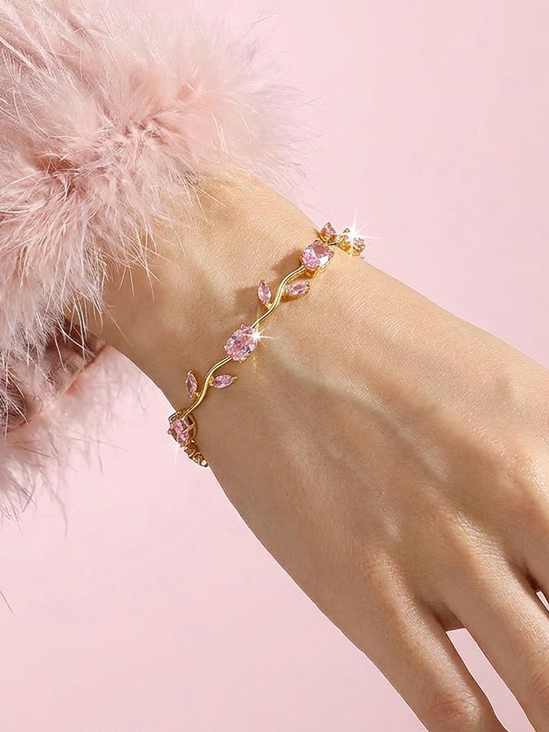 Jewels Galaxy Women Crystals Gold-Plated Link Bracelet