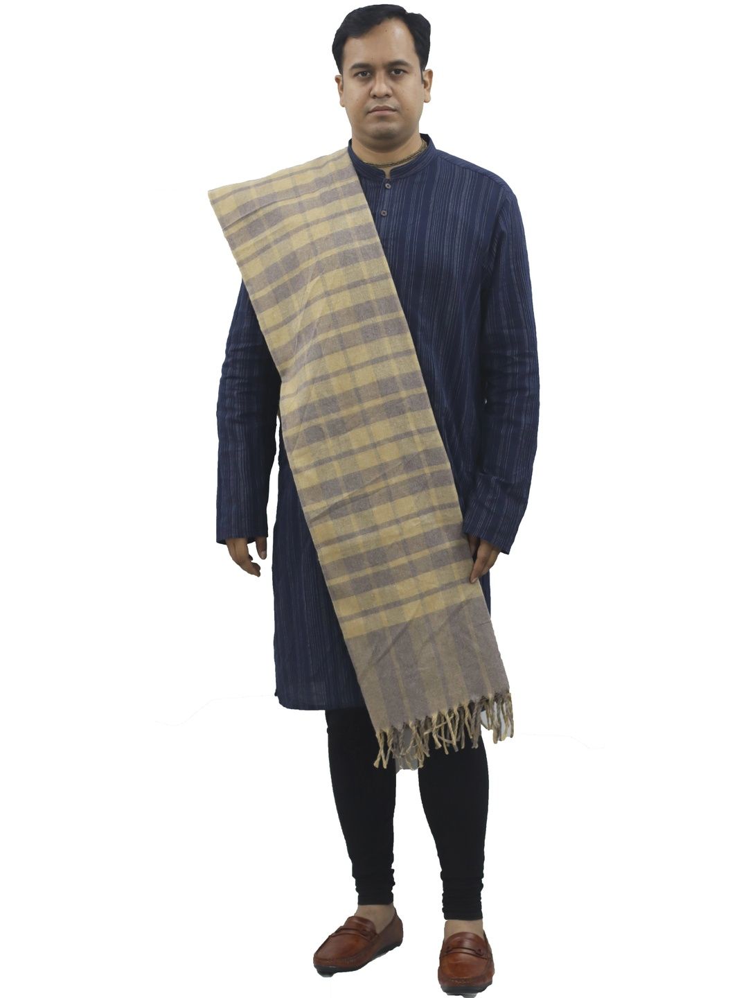 KAVIM Women Checked Woven Design Shawl-image-40
