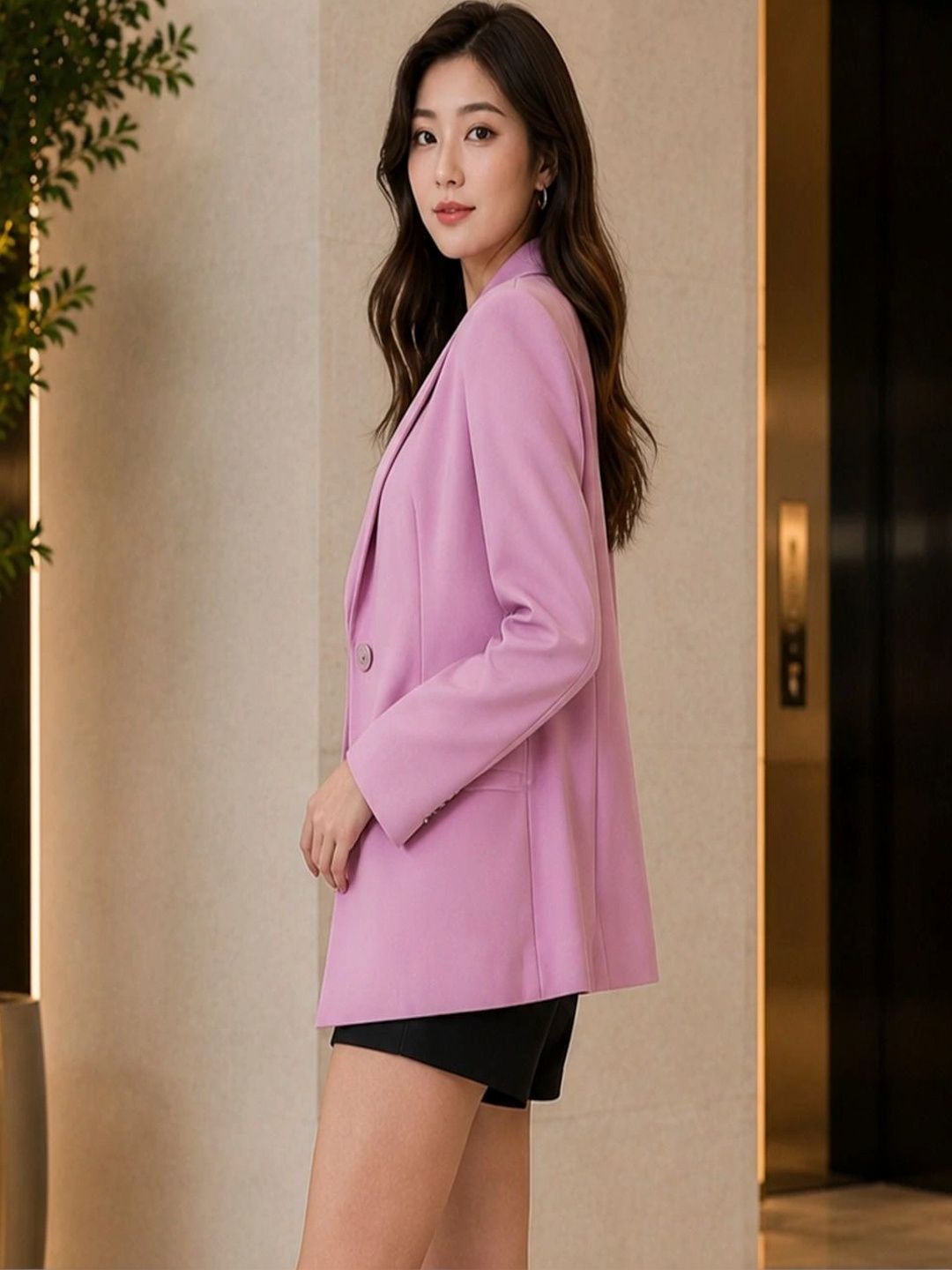 PURVIT Notched Lapel Single-Breasted Blazers-picture-15