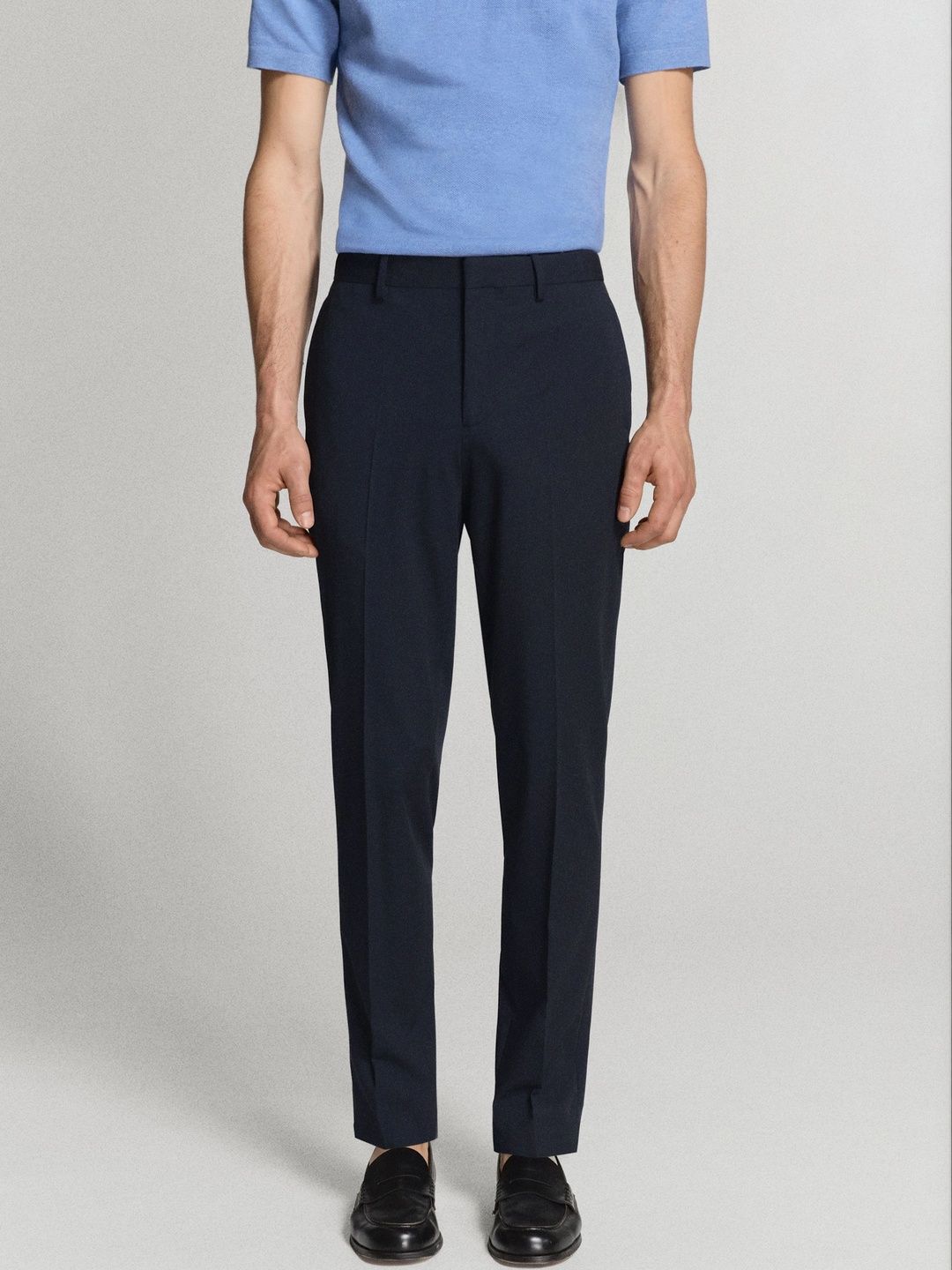 MANGO MAN Men Mid Rise Flat Fronted Trousers-picture-36