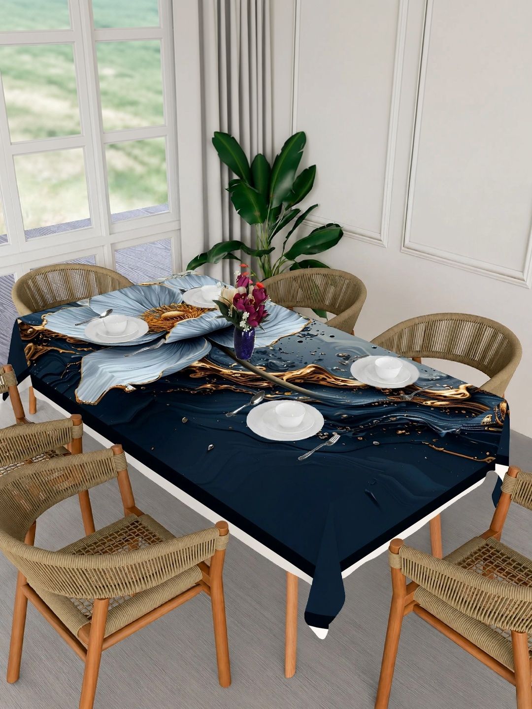 HOLLYWOOD STYLES Blue Floral 6-Seater Table Cover-picture-25