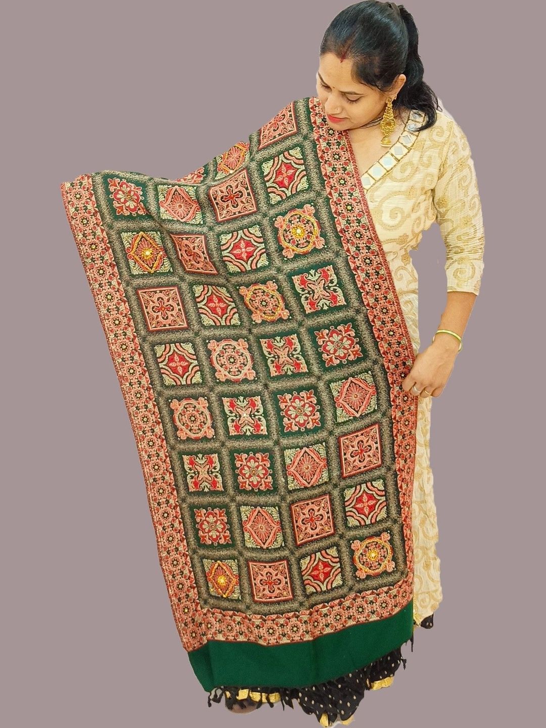 KAVIM Women Ethnic Motifs Woven Design Shawl-image-32