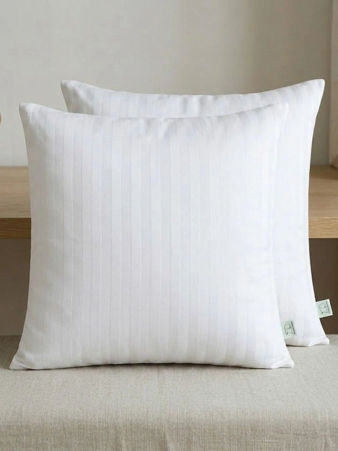 Zensha Decor 2-Pcs White Striped Square Cushion Insert-picture-33