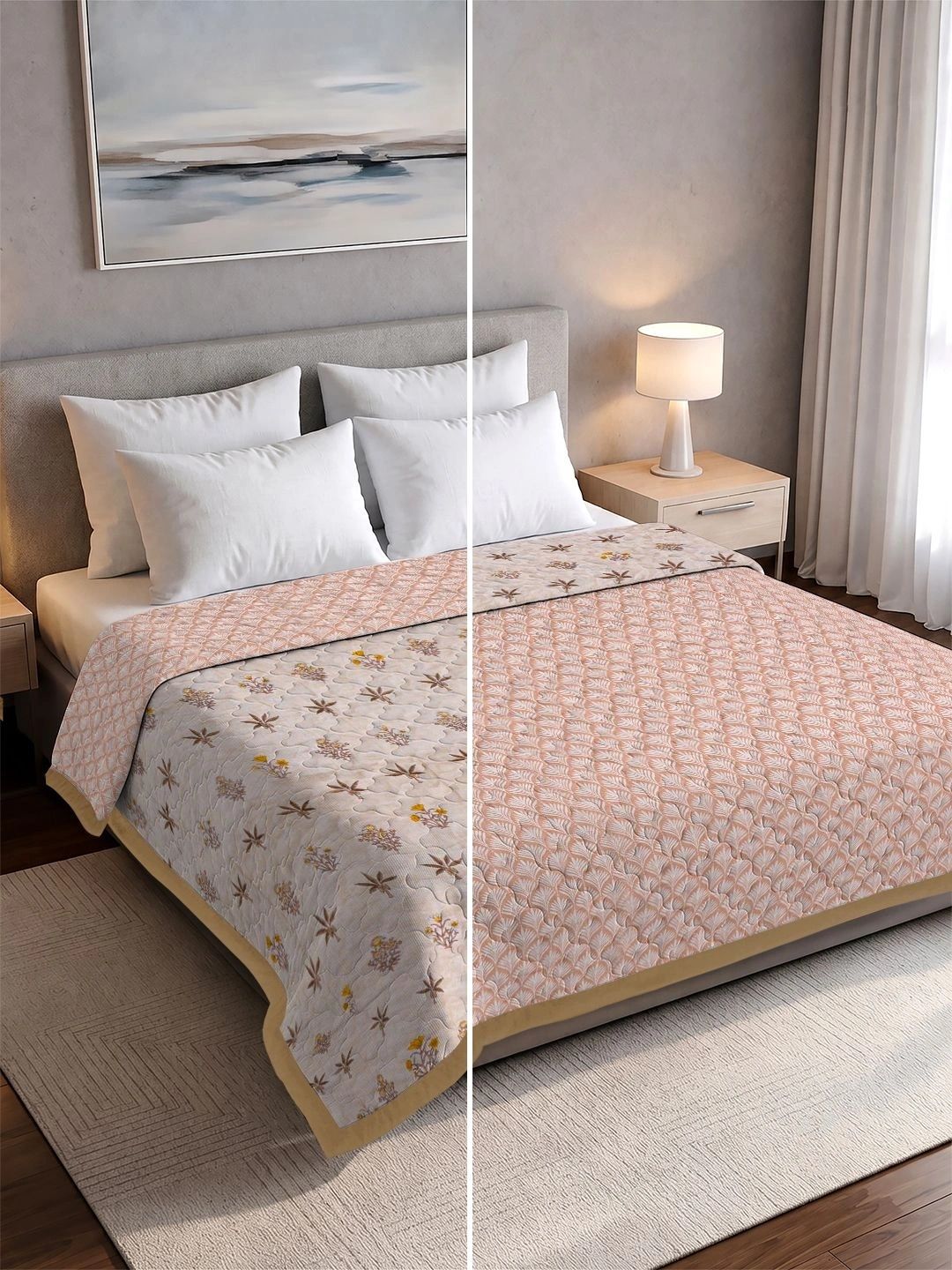 pure decor Pure Cotton Double Bed King Size Reversible AC Dohar | Quilted Comforter & Jaipuri Razai-picture-23