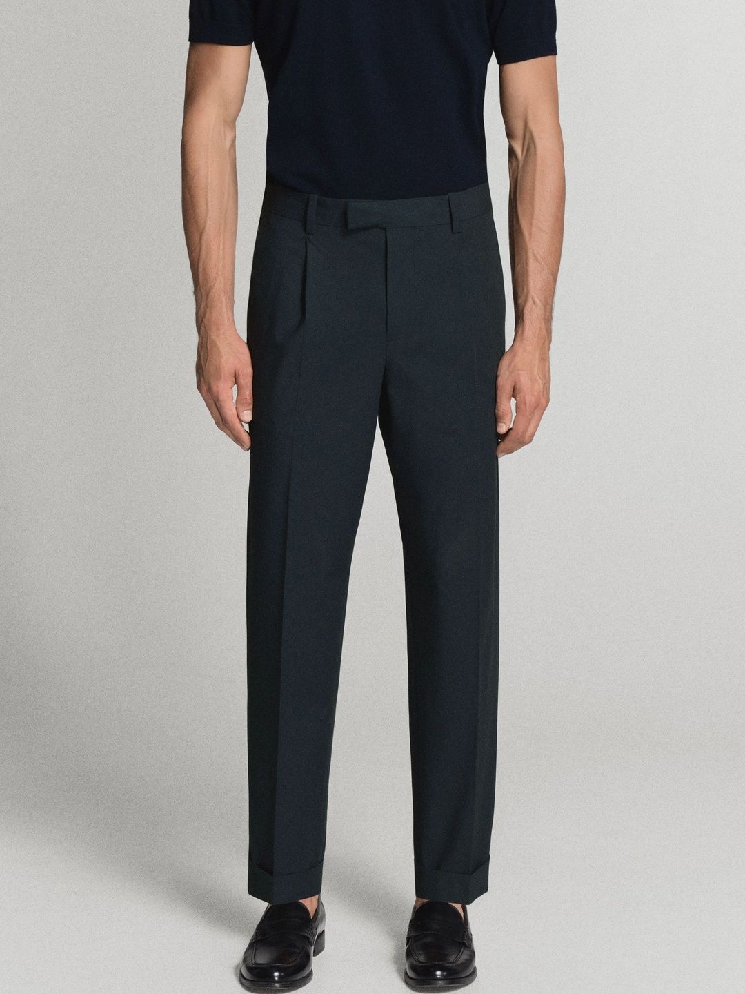 MANGO MAN Men Mid Rise Flat Fronted Trousers-picture-32