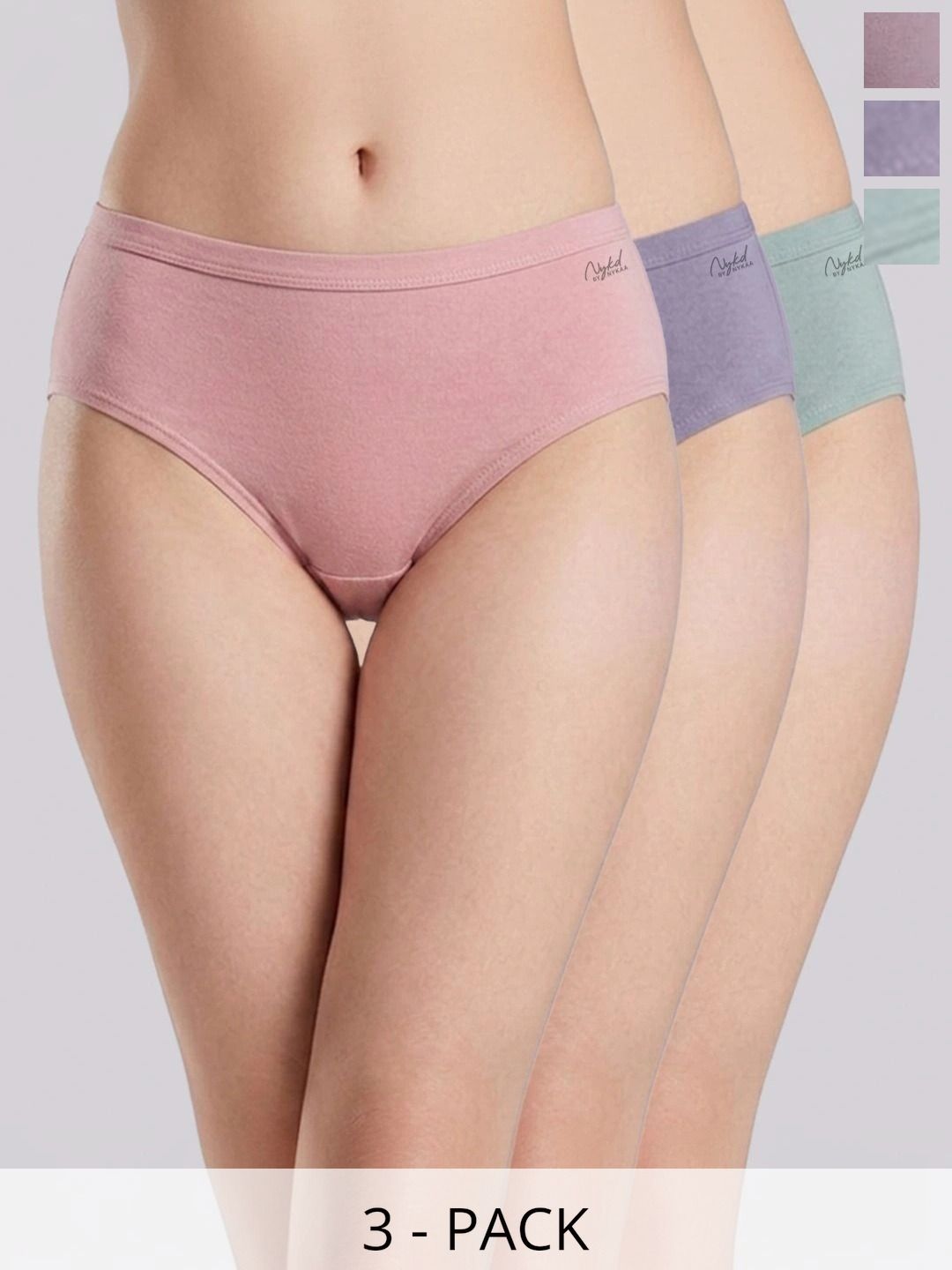 Nykd Women Pack of 3 Seamless Cotton Basic Briefs-picture-49