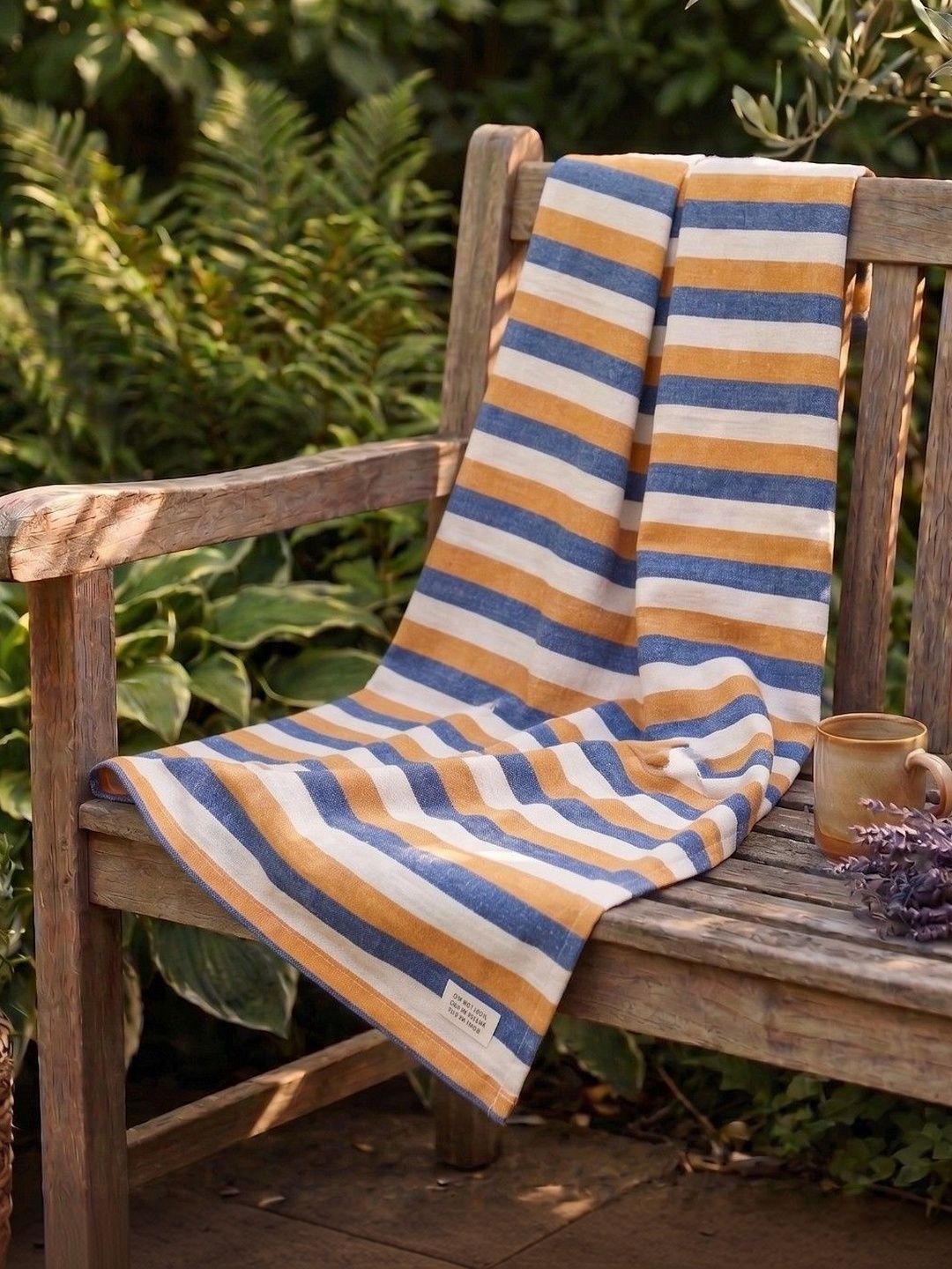 Hornbill Enterprises Green Set of 2 Striped Blanket-picture-14